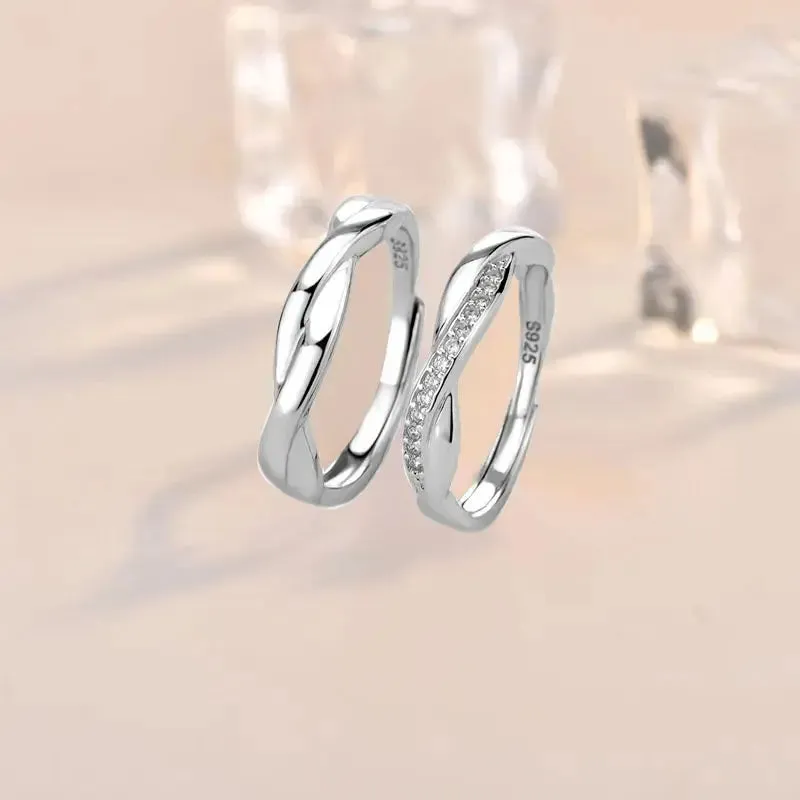 LOVCIA Simple CZ Mobius Twisted 925 Sterling Silver Adjustable Ring