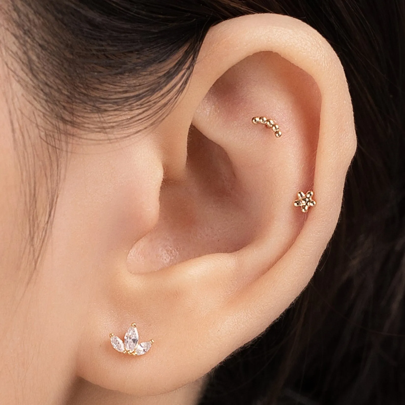 Luna Piercing in Yellow Gold with Cubic Zirconia