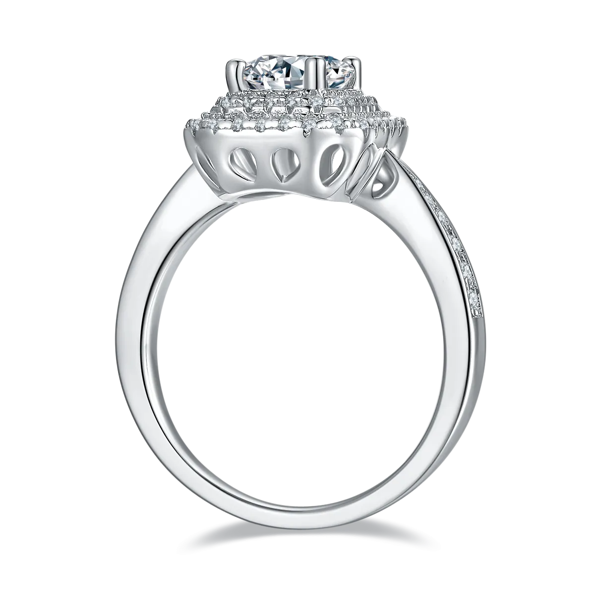 Luxurious Soleste Halo 1.0 carat Emerald Cut Moissanite Engagement Ring