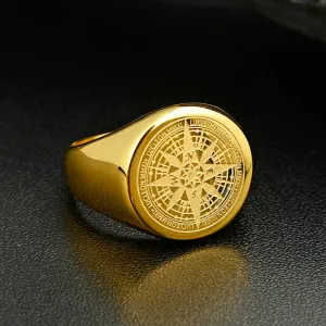 Mens Ring Simple Design Compass Ring