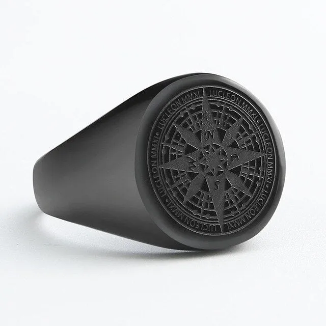 Mens Ring Simple Design Compass Ring