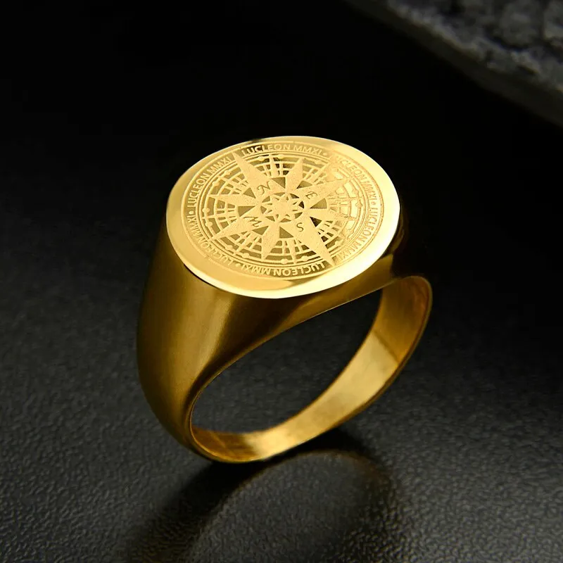Mens Ring Simple Design Compass Ring