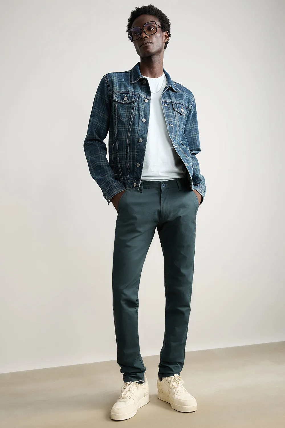 Men's Vintage Plaid Denim Jacket