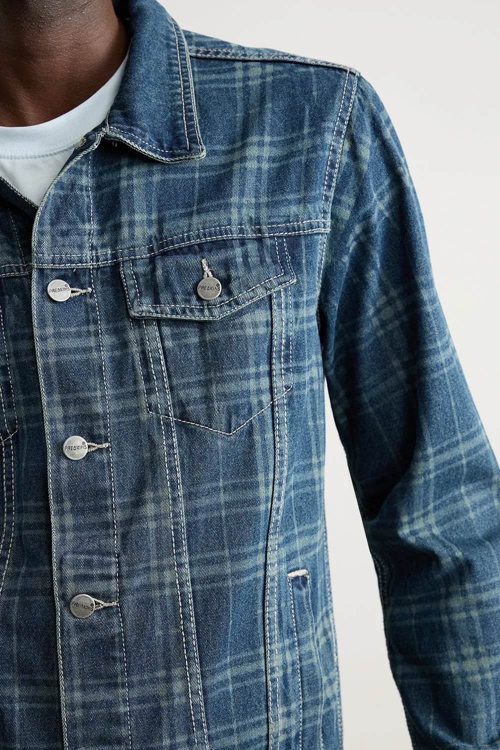 Men's Vintage Plaid Denim Jacket
