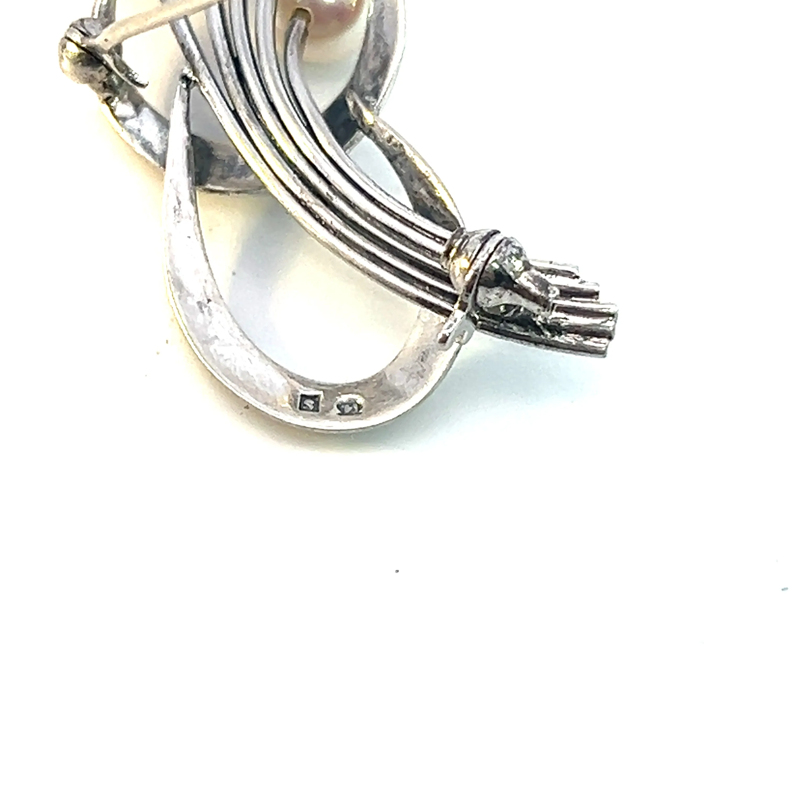 Mikimoto Estate Akoya Pearl Brooch 6.80 mm Silver M374