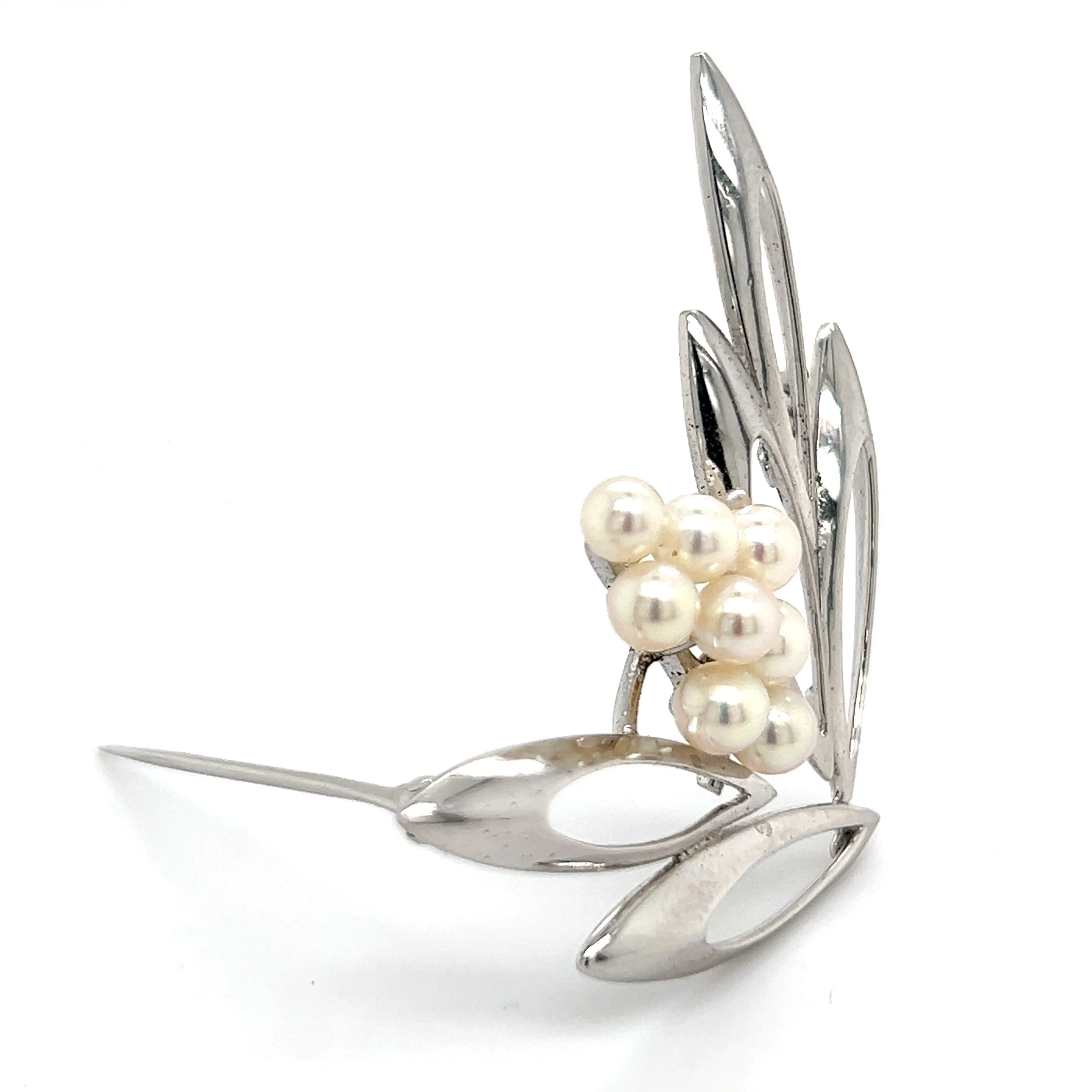 Mikimoto Estate Akoya Pearl Brooch Pin Sterling Silver 4.5 mm M270