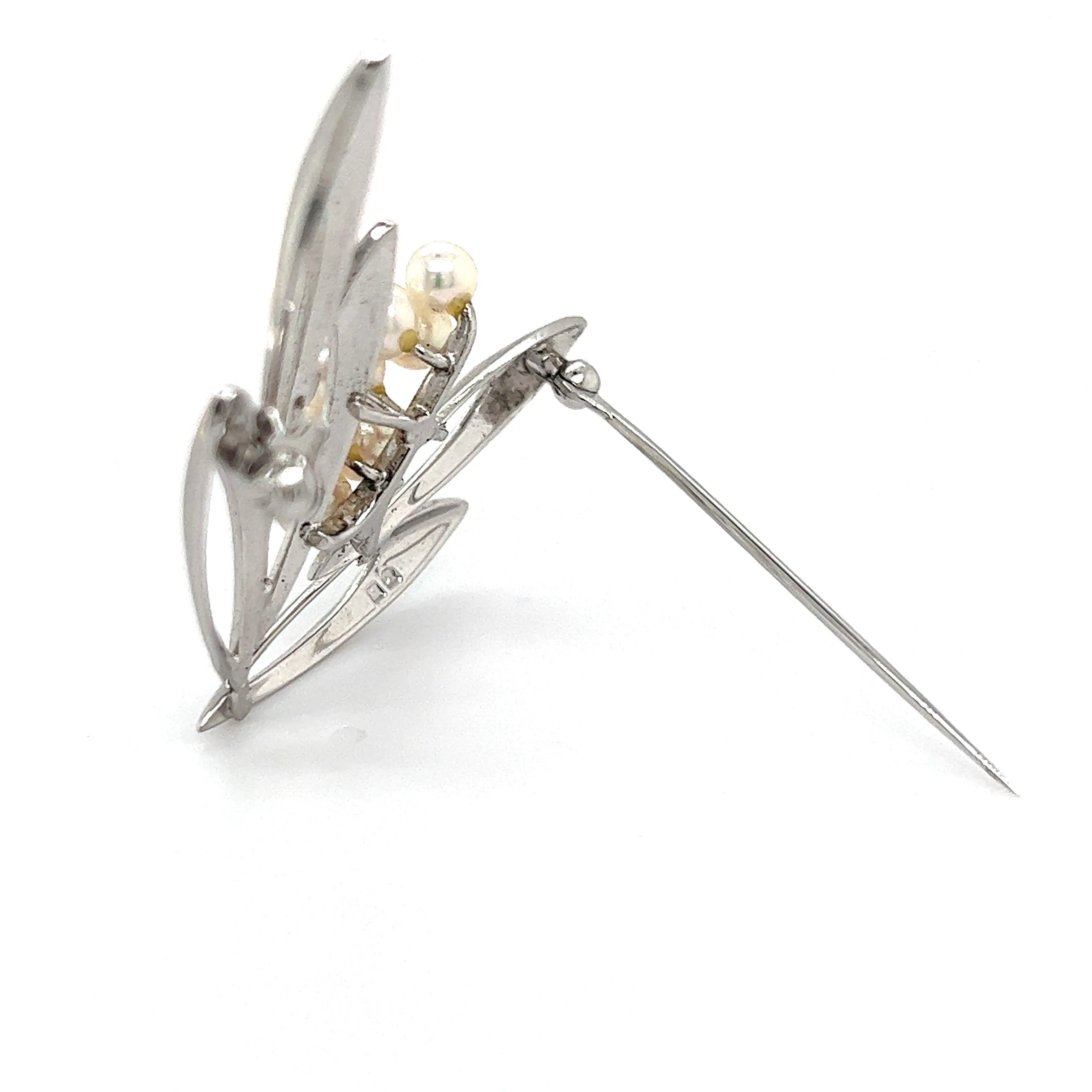 Mikimoto Estate Akoya Pearl Brooch Pin Sterling Silver 4.5 mm M270
