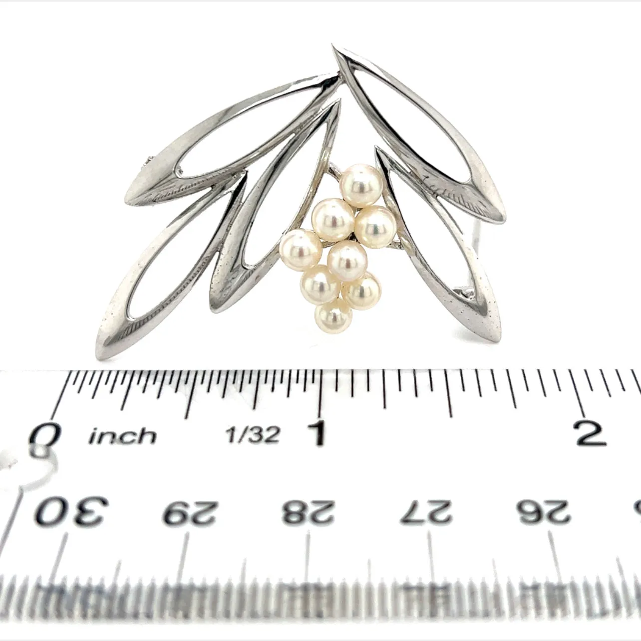 Mikimoto Estate Akoya Pearl Brooch Pin Sterling Silver 4.5 mm M270