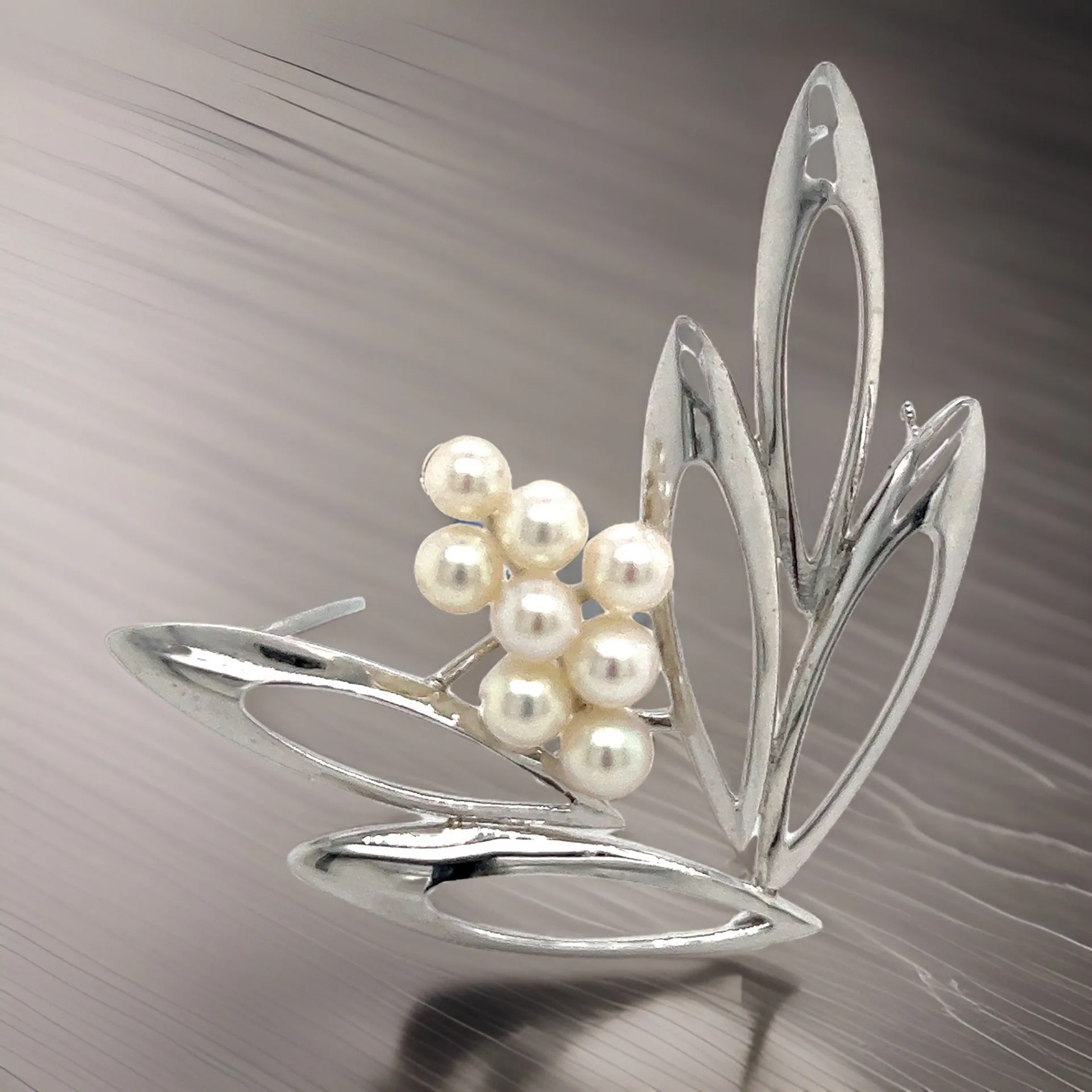 Mikimoto Estate Akoya Pearl Brooch Pin Sterling Silver 4.5 mm M270