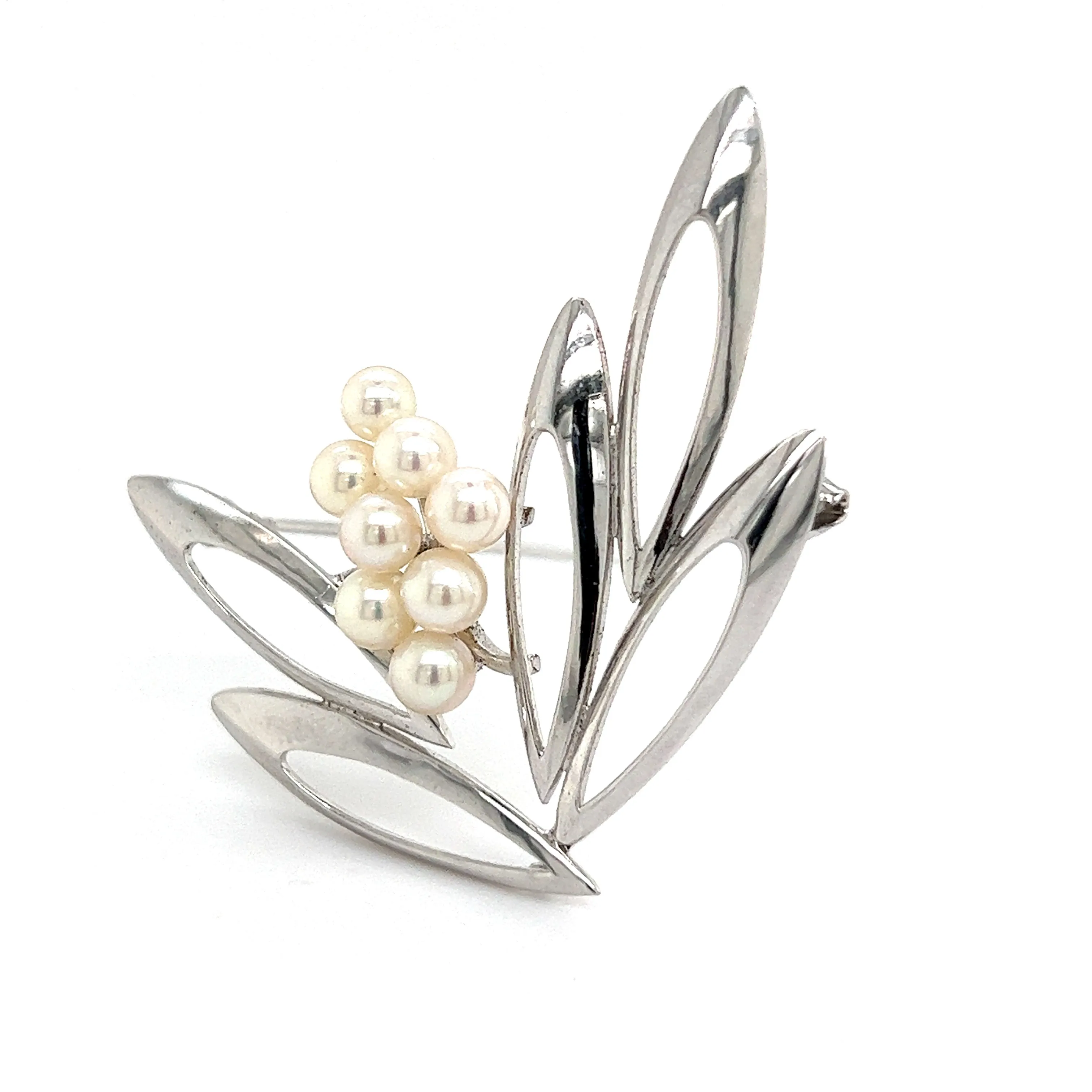 Mikimoto Estate Akoya Pearl Brooch Pin Sterling Silver 4.5 mm M270