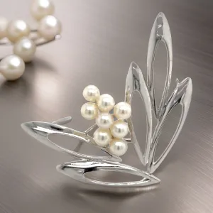 Mikimoto Estate Akoya Pearl Brooch Pin Sterling Silver 4.5 mm M270