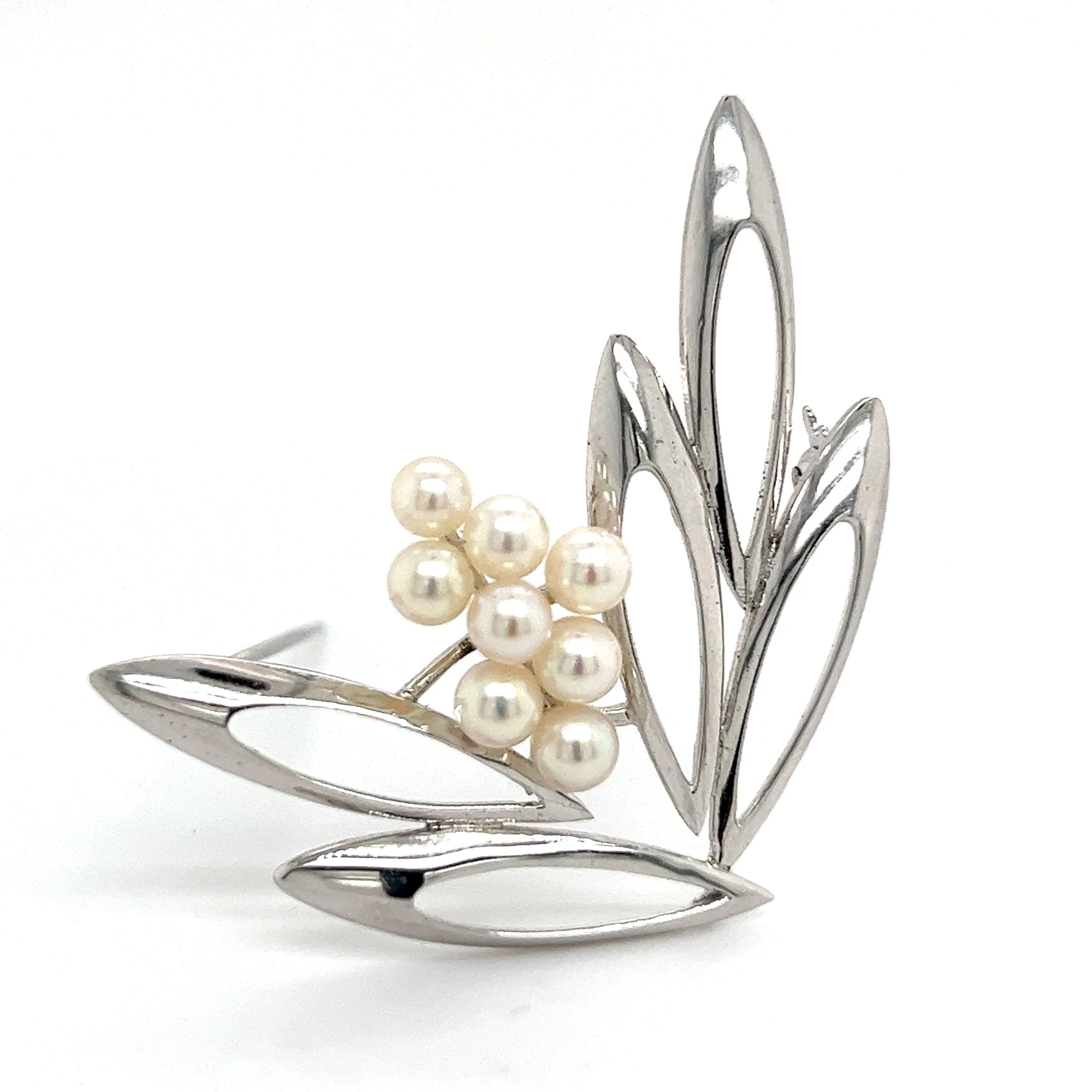 Mikimoto Estate Akoya Pearl Brooch Pin Sterling Silver 4.5 mm M270