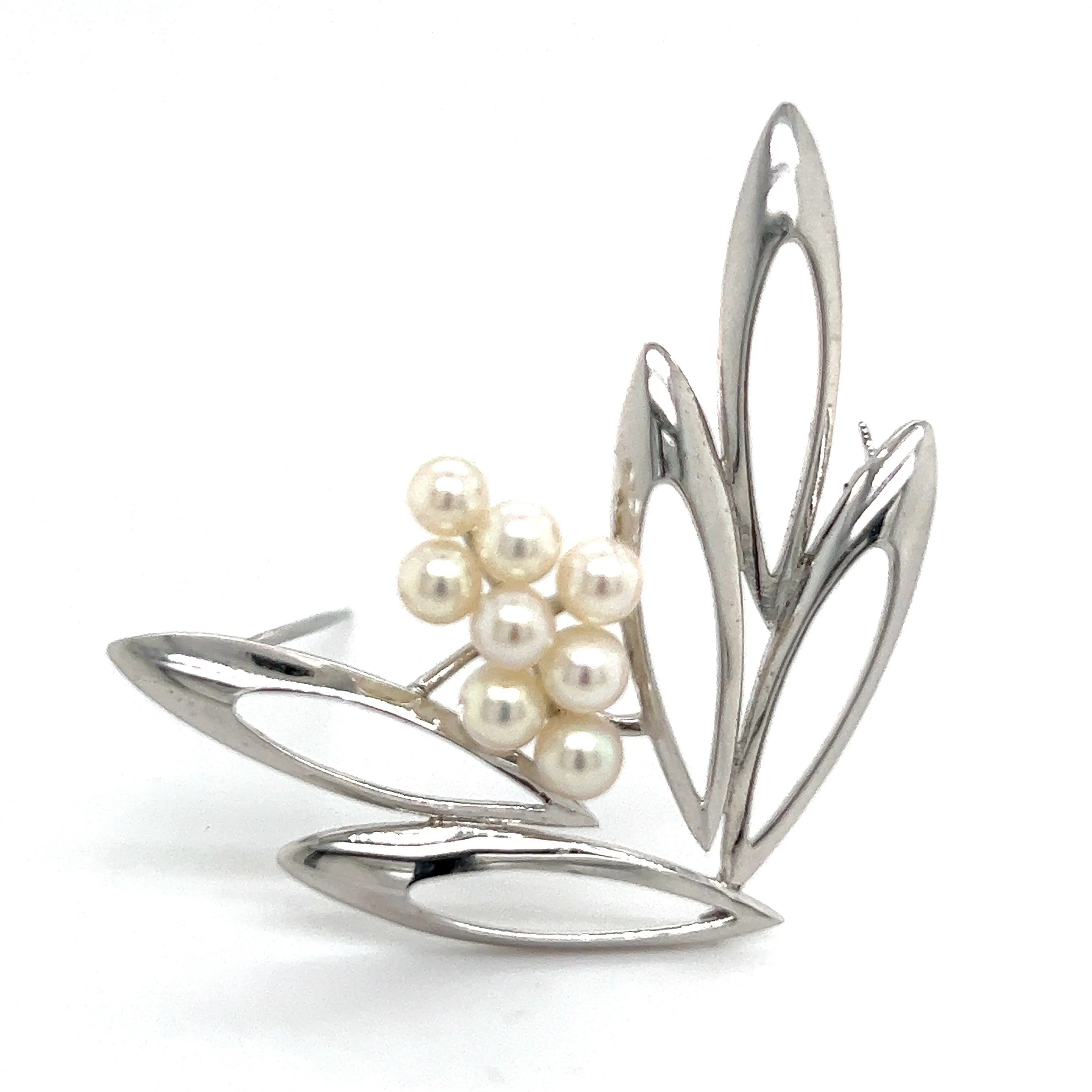 Mikimoto Estate Akoya Pearl Brooch Pin Sterling Silver 4.5 mm M270
