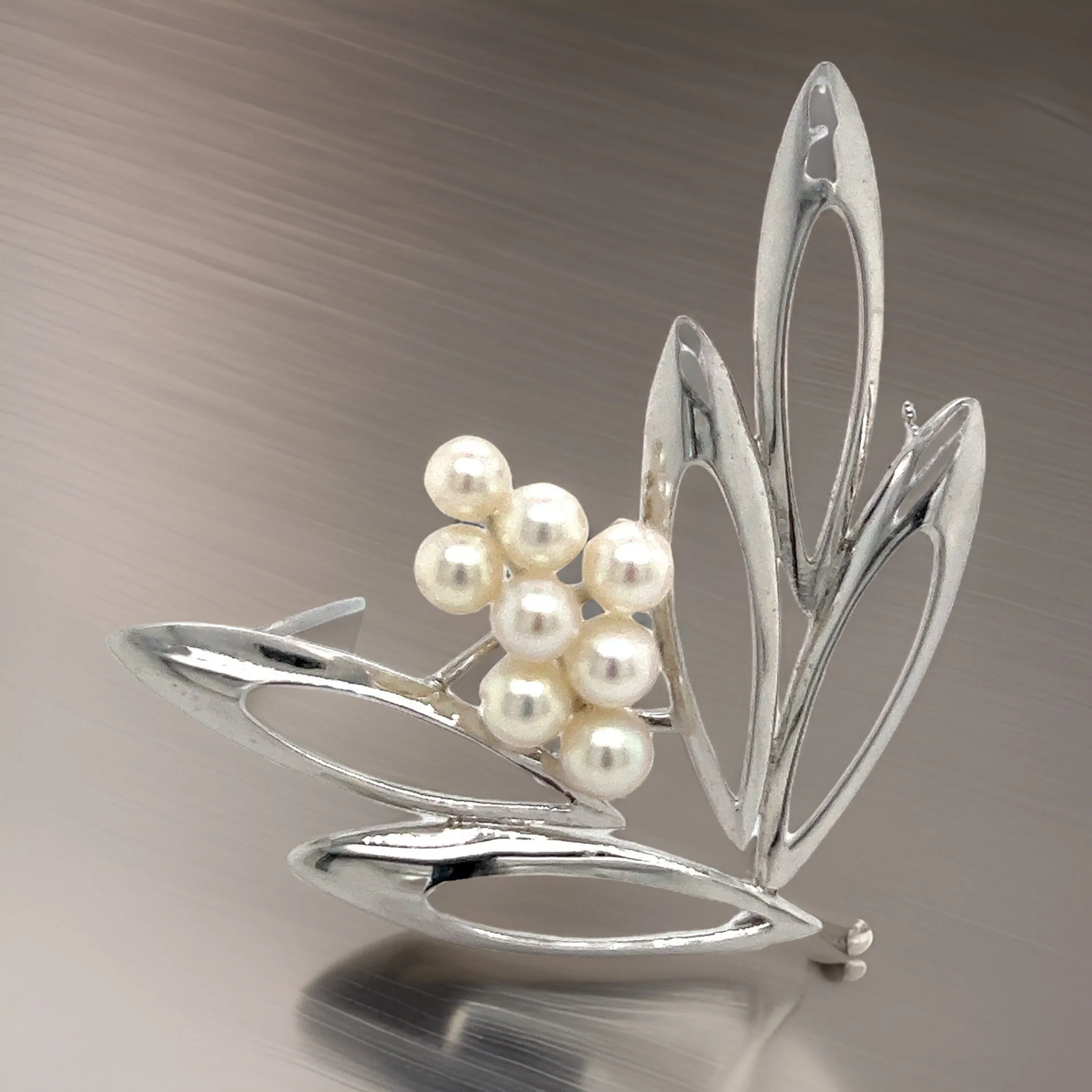 Mikimoto Estate Akoya Pearl Brooch Pin Sterling Silver 4.5 mm M270