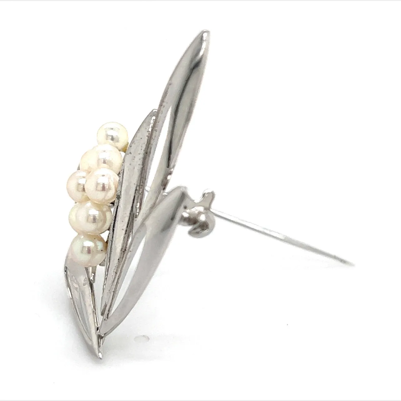 Mikimoto Estate Akoya Pearl Brooch Pin Sterling Silver 4.5 mm M270