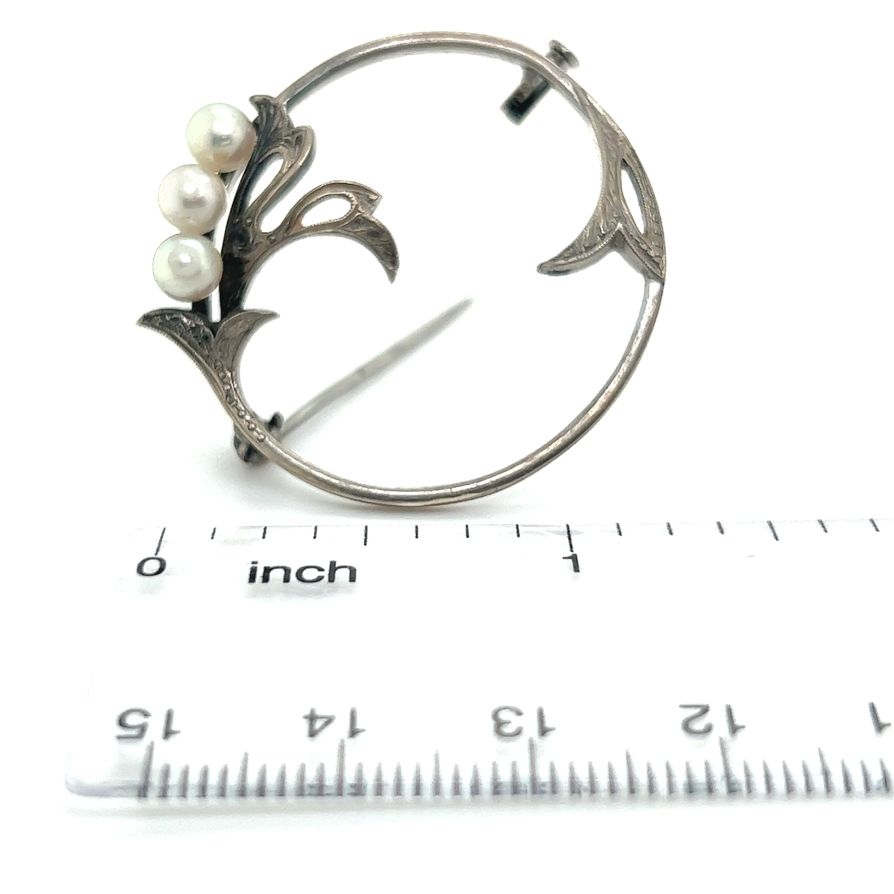 Mikimoto Estate Akoya Pearl Brooch Pin Sterling Silver 4.65 mm M280