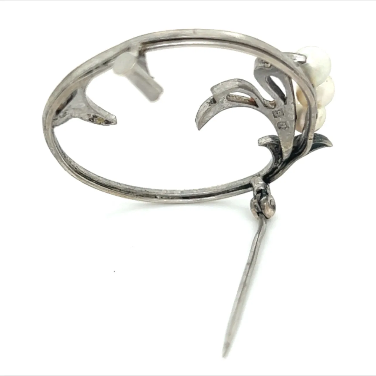 Mikimoto Estate Akoya Pearl Brooch Pin Sterling Silver 4.65 mm M280