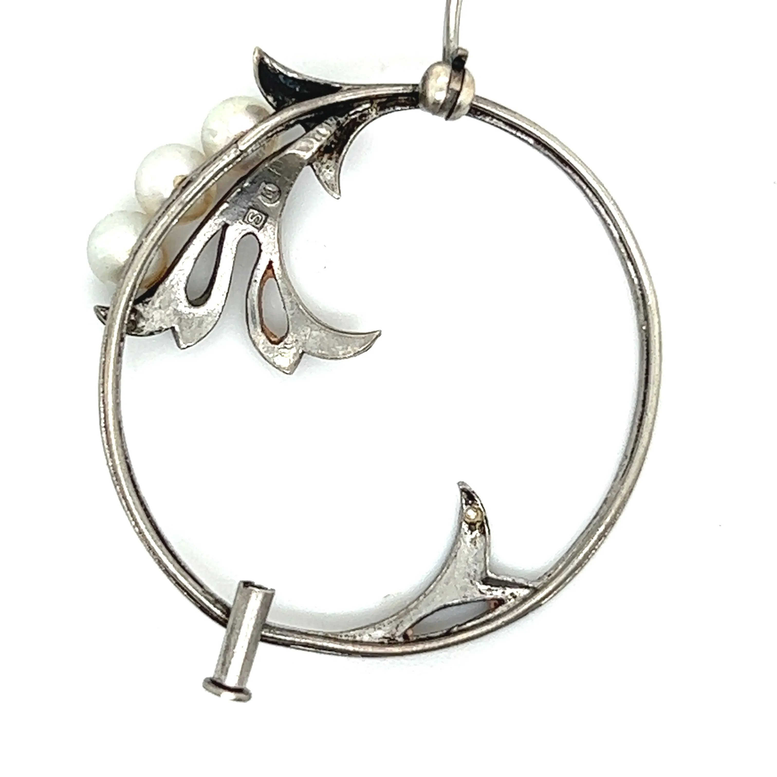 Mikimoto Estate Akoya Pearl Brooch Pin Sterling Silver 4.65 mm M280