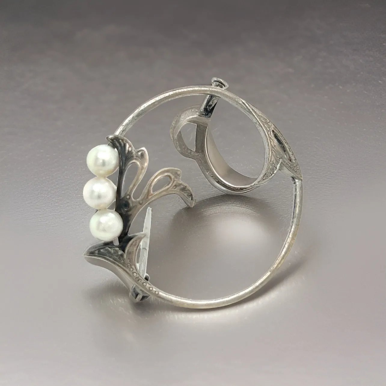Mikimoto Estate Akoya Pearl Brooch Pin Sterling Silver 4.65 mm M280