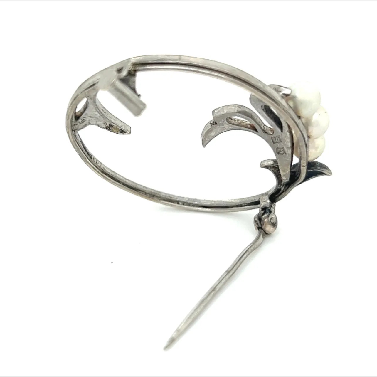 Mikimoto Estate Akoya Pearl Brooch Pin Sterling Silver 4.65 mm M280