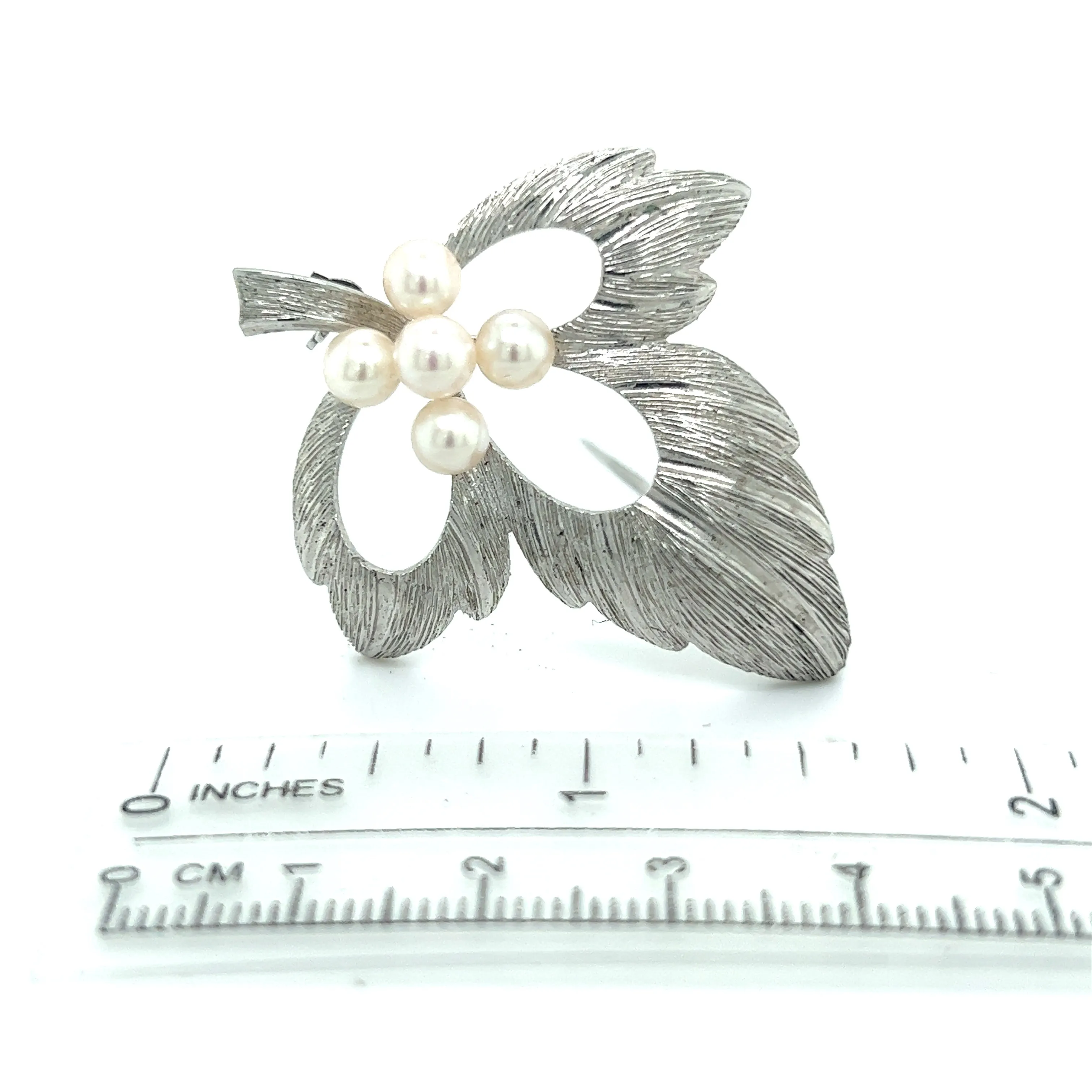 Mikimoto Estate Akoya Pearl Brooch Pin Sterling Silver 5 mm M288
