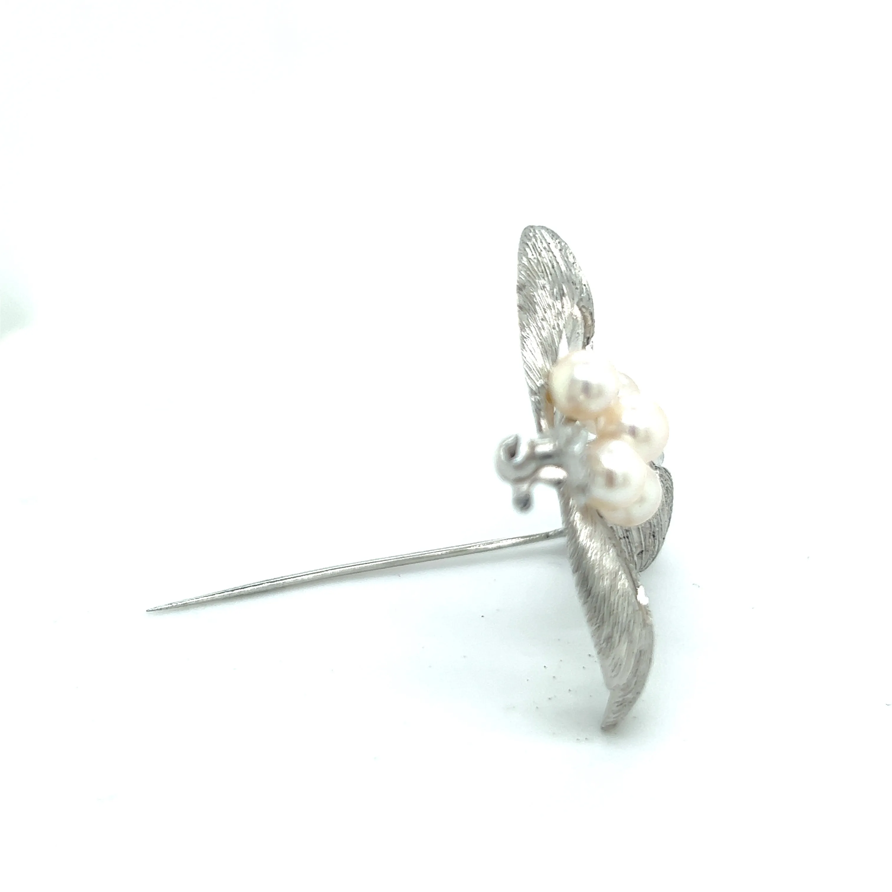 Mikimoto Estate Akoya Pearl Brooch Pin Sterling Silver 5 mm M288