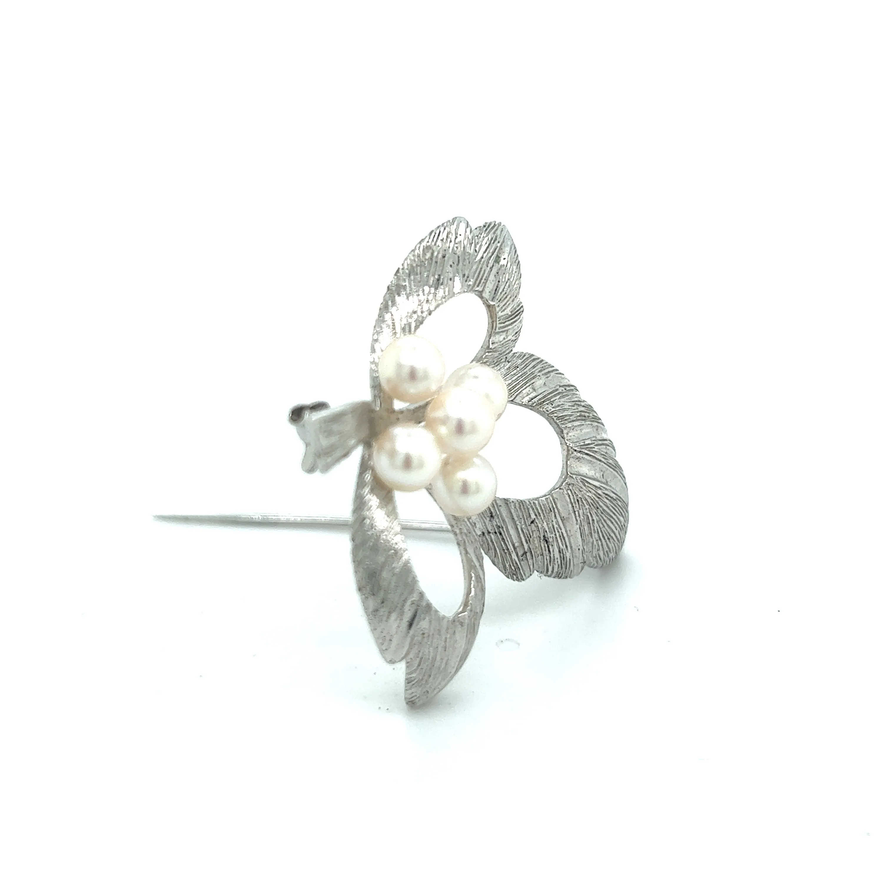 Mikimoto Estate Akoya Pearl Brooch Pin Sterling Silver 5 mm M288