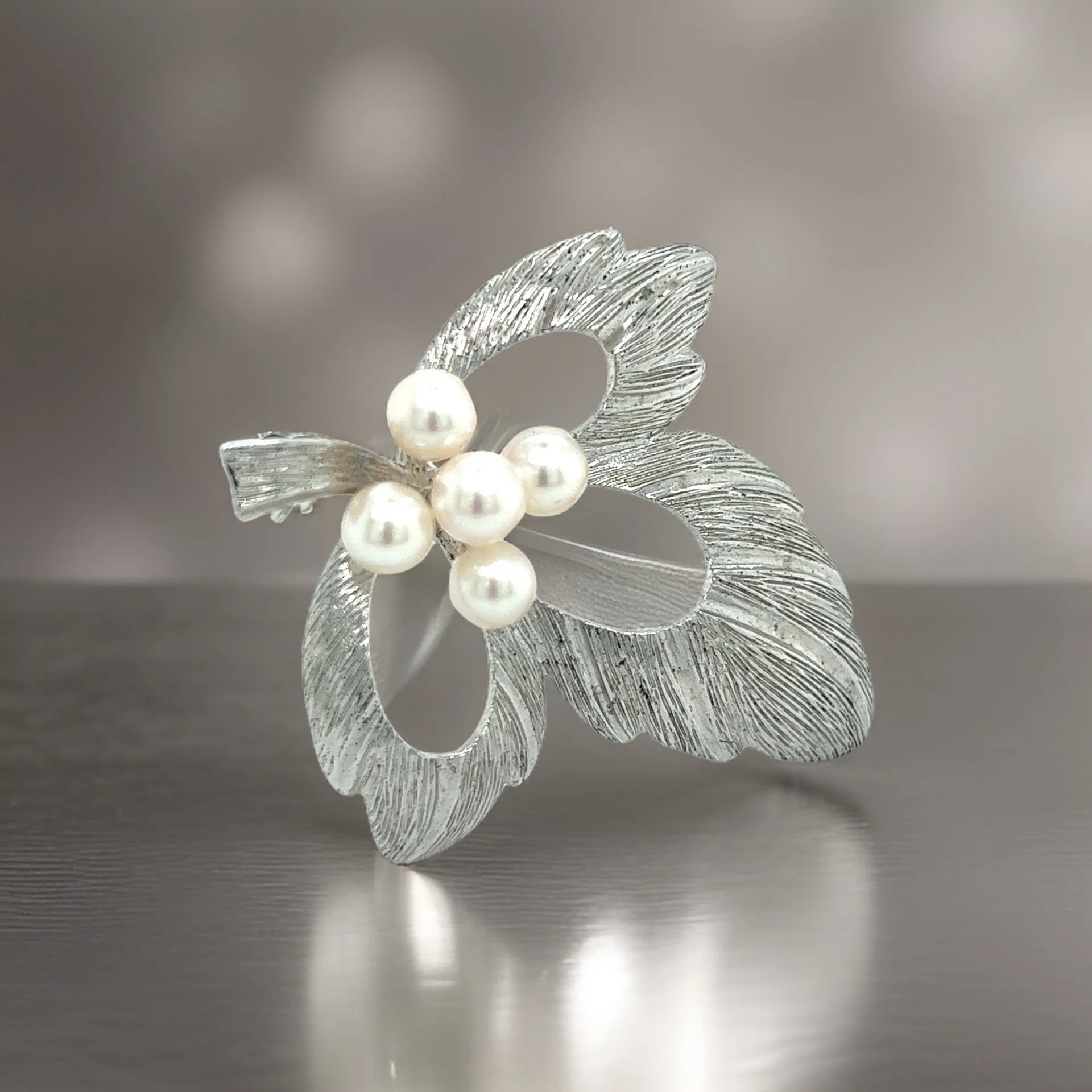 Mikimoto Estate Akoya Pearl Brooch Pin Sterling Silver 5 mm M288