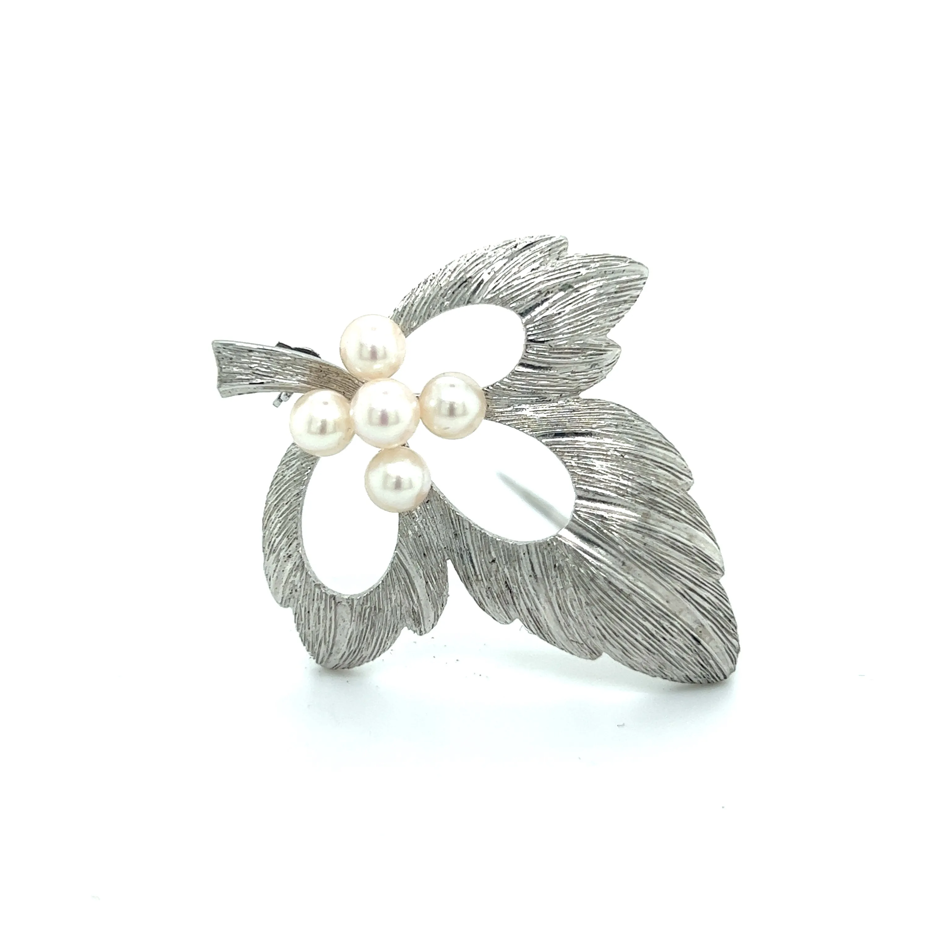 Mikimoto Estate Akoya Pearl Brooch Pin Sterling Silver 5 mm M288