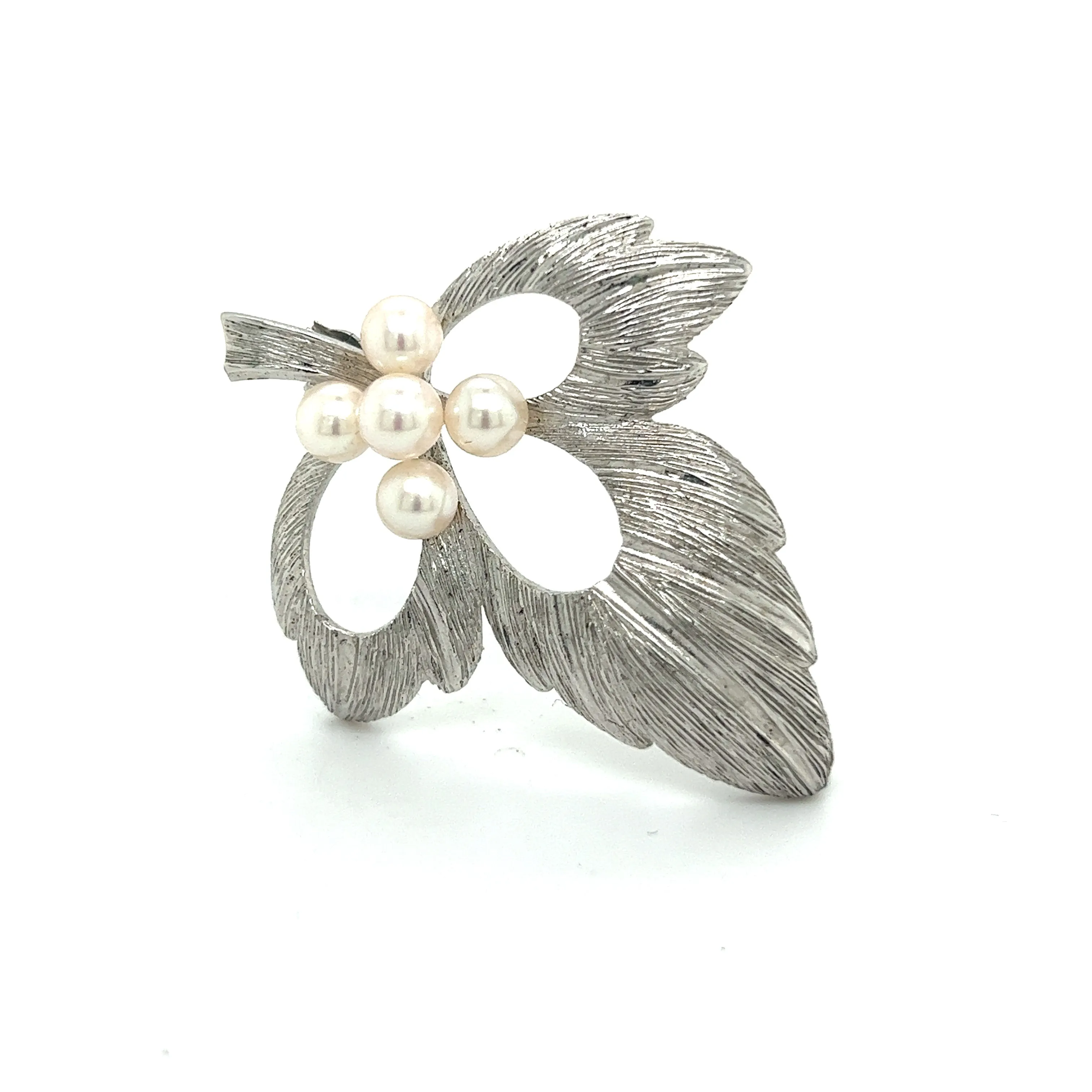 Mikimoto Estate Akoya Pearl Brooch Pin Sterling Silver 5 mm M288