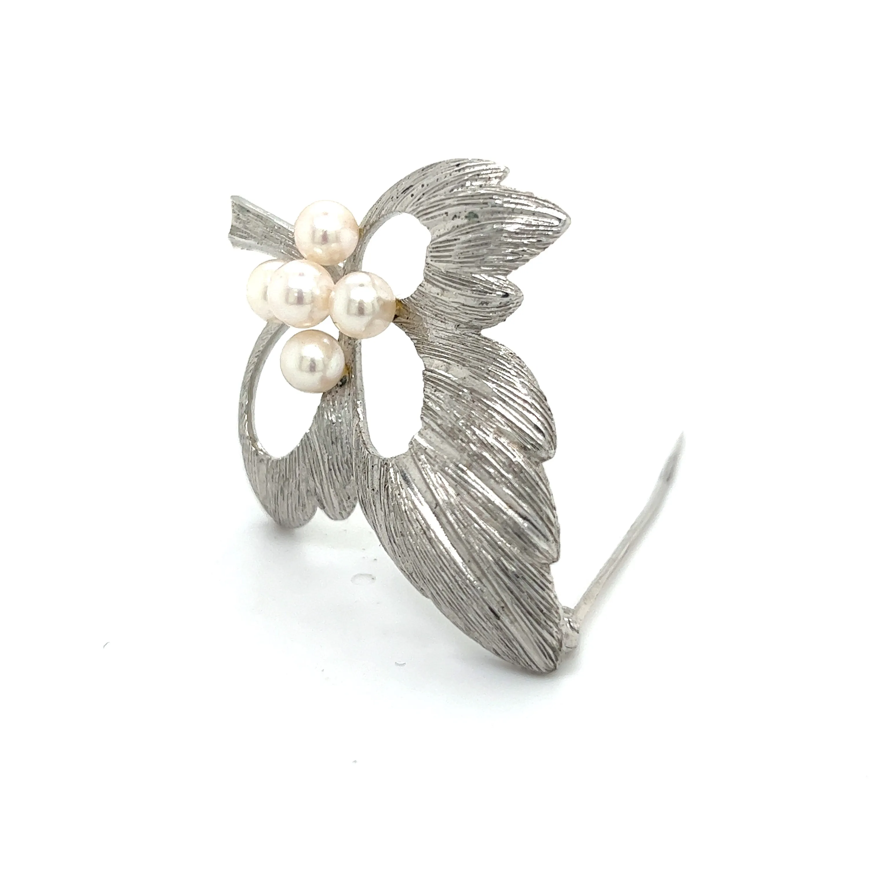 Mikimoto Estate Akoya Pearl Brooch Pin Sterling Silver 5 mm M288