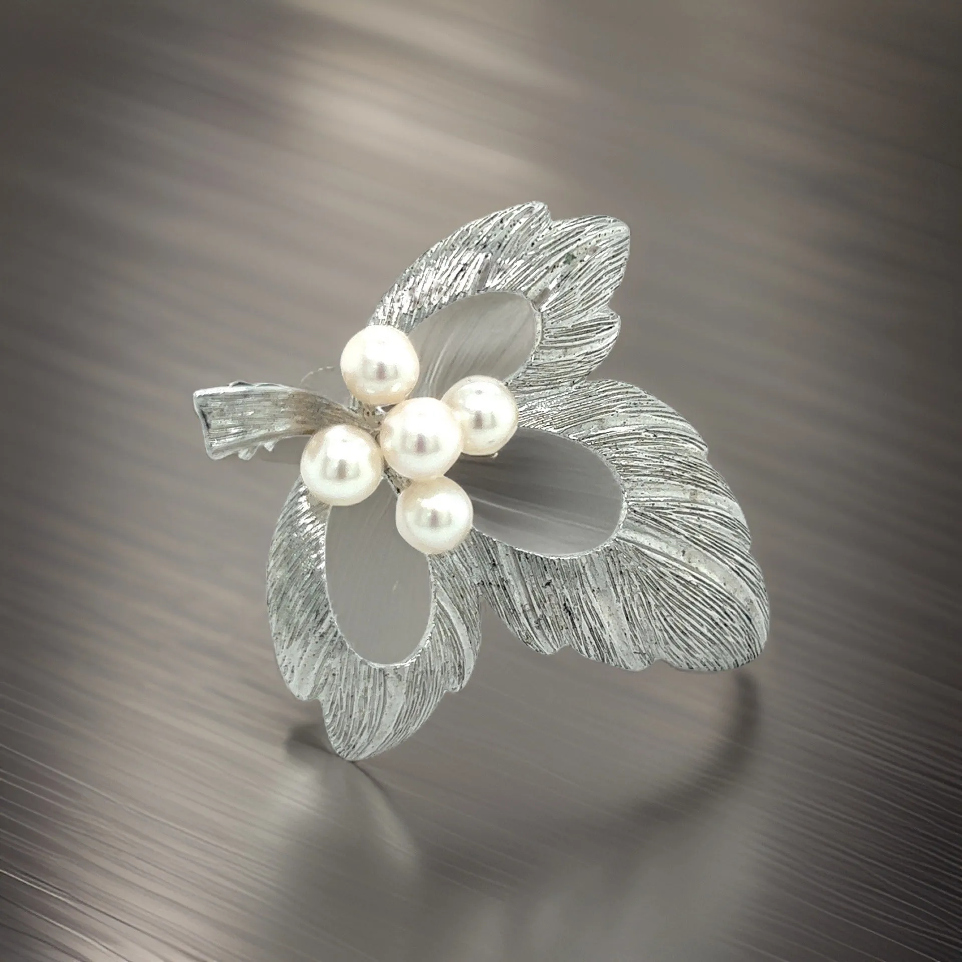 Mikimoto Estate Akoya Pearl Brooch Pin Sterling Silver 5 mm M288