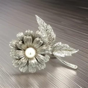 Mikimoto Estate Akoya Pearl Brooch Pin Sterling Silver 6.16 mm M321