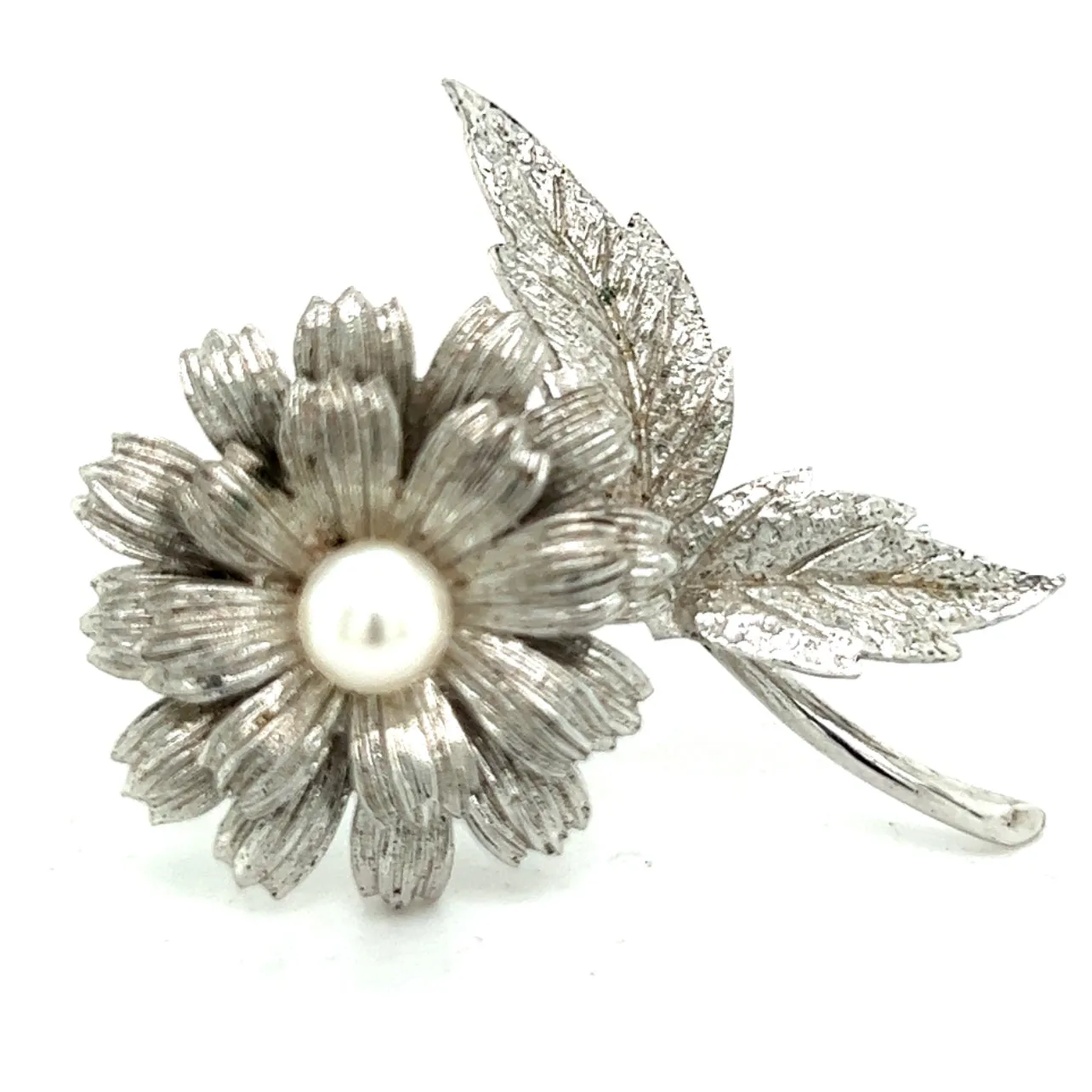 Mikimoto Estate Akoya Pearl Brooch Pin Sterling Silver 6.16 mm M321