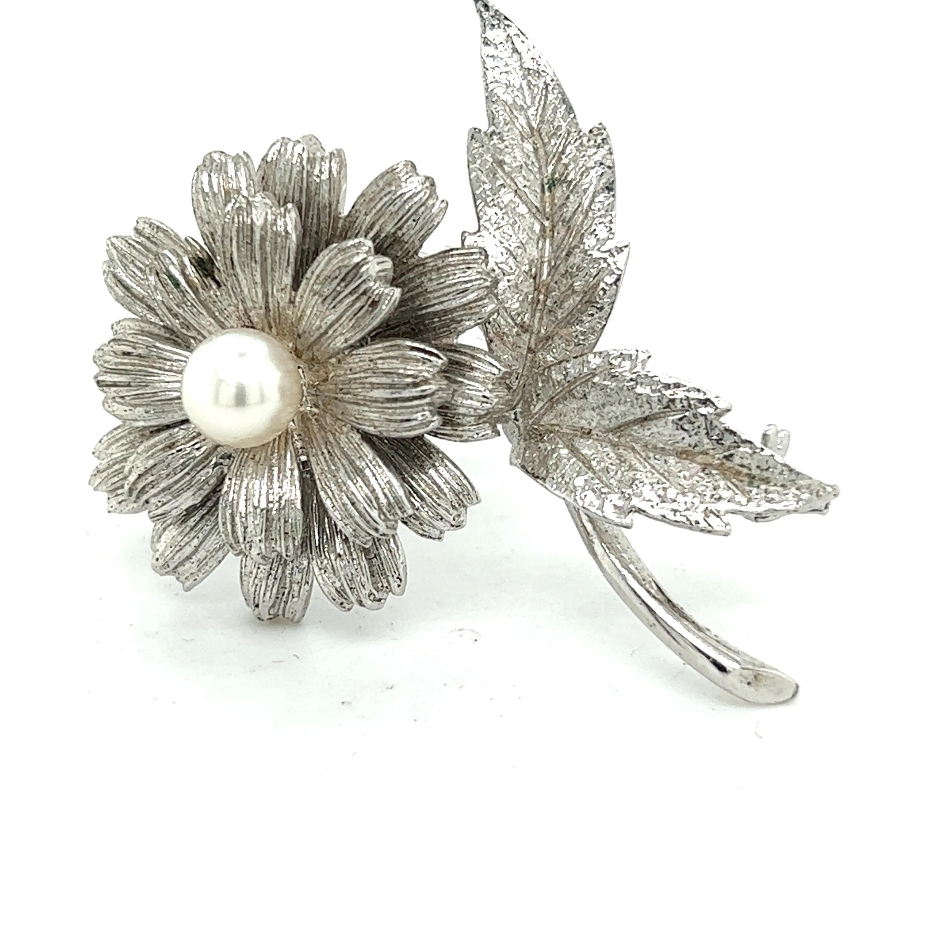 Mikimoto Estate Akoya Pearl Brooch Pin Sterling Silver 6.16 mm M321