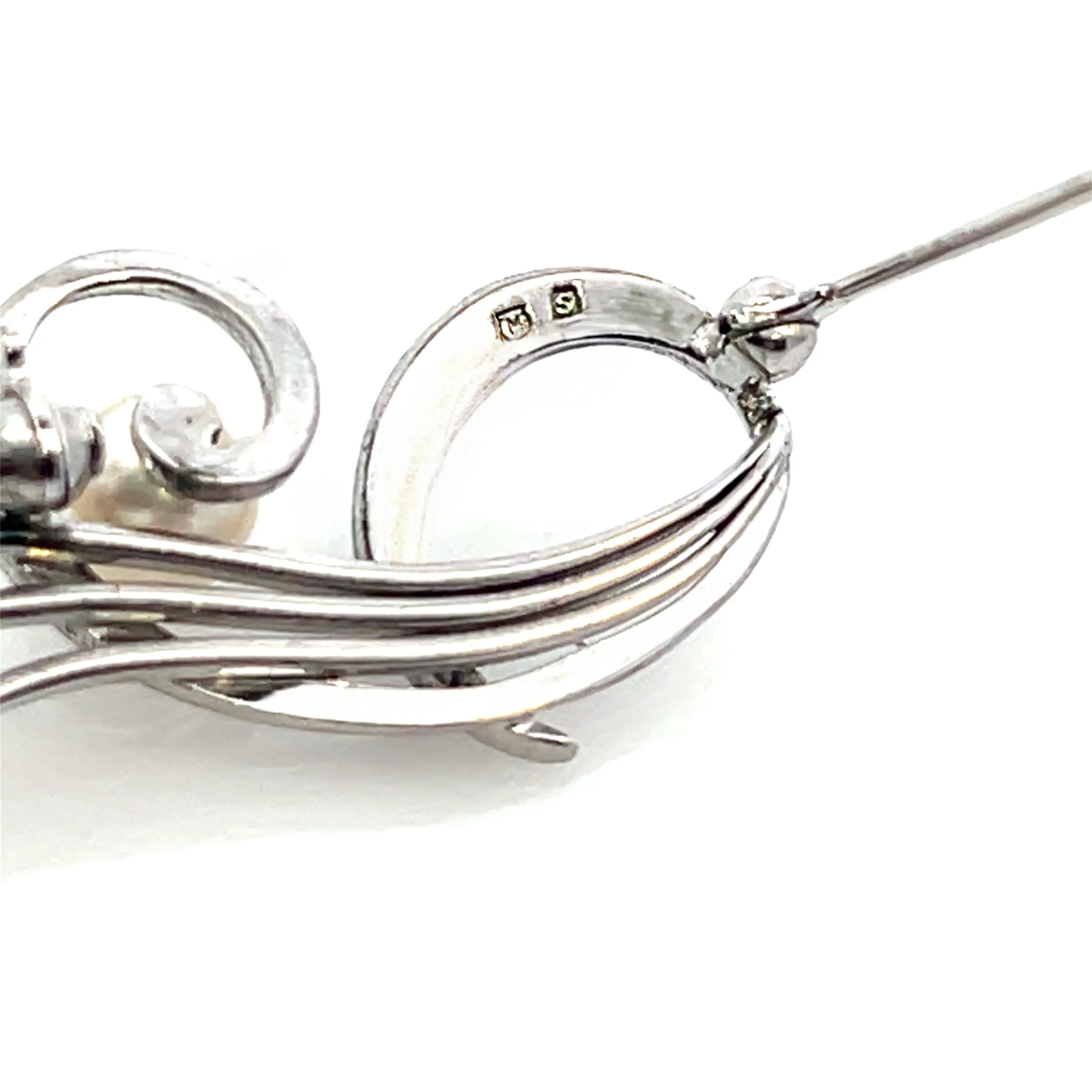 Mikimoto Estate Akoya Pearl Brooch Pin Sterling Silver 6.37 mm M427