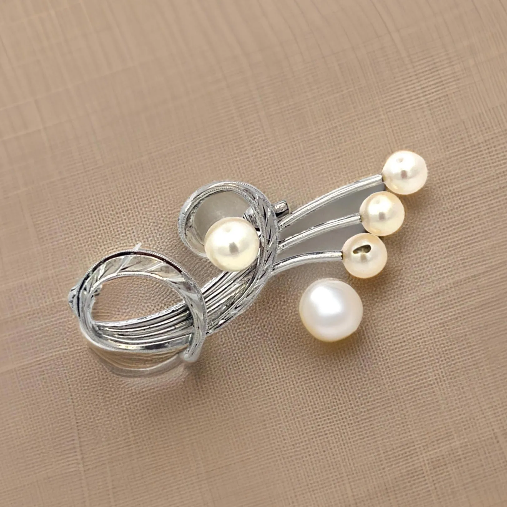Mikimoto Estate Akoya Pearl Brooch Pin Sterling Silver 6.37 mm M427