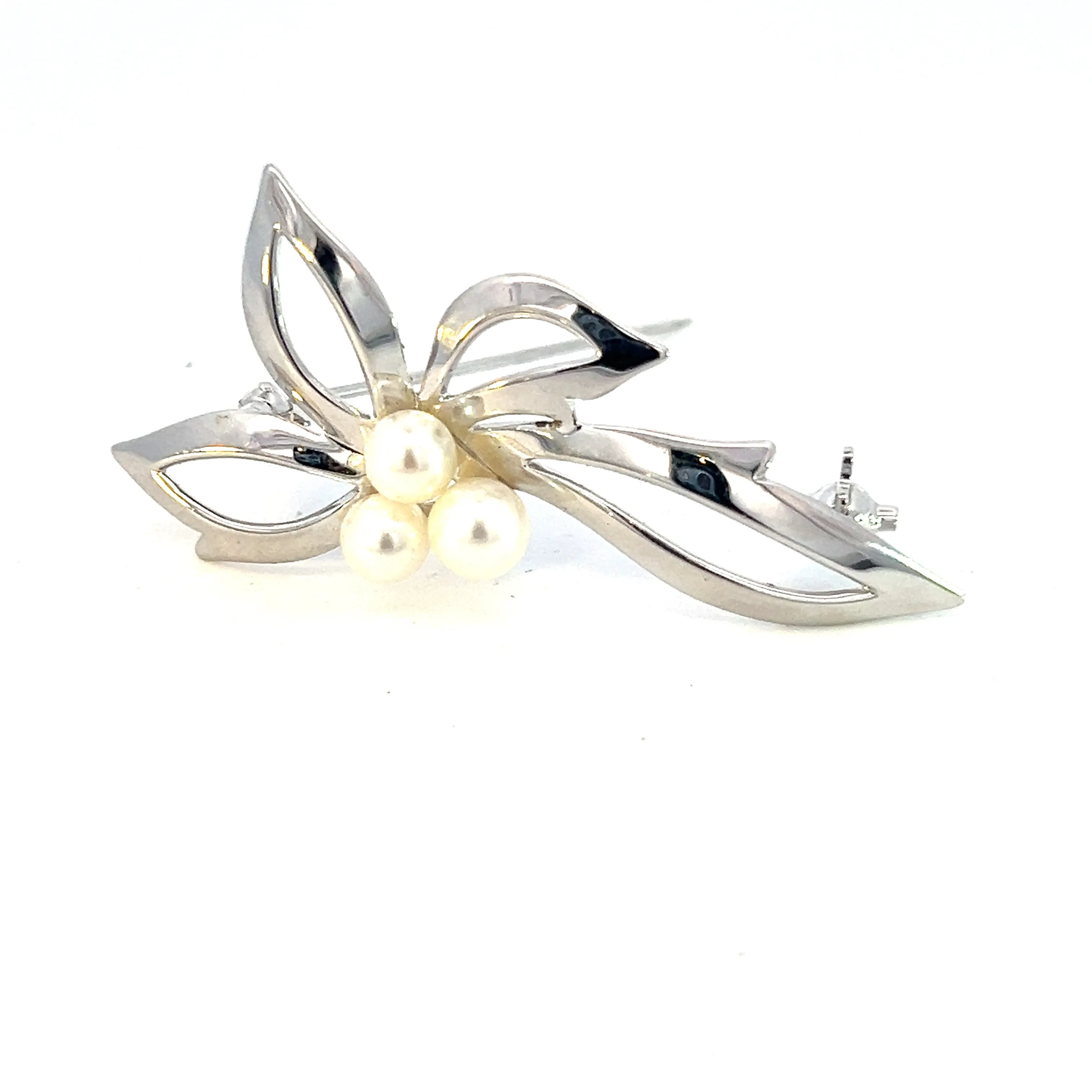 Mikimoto Estate Akoya Pearl Brooch Silver 5 mm M357
