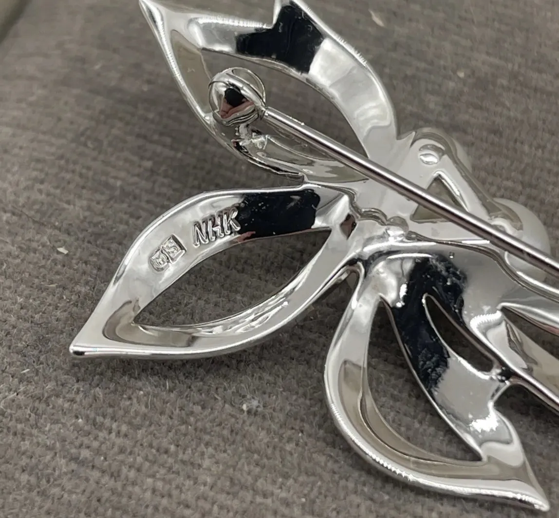 Mikimoto Estate Akoya Pearl Brooch Silver 5 mm M357