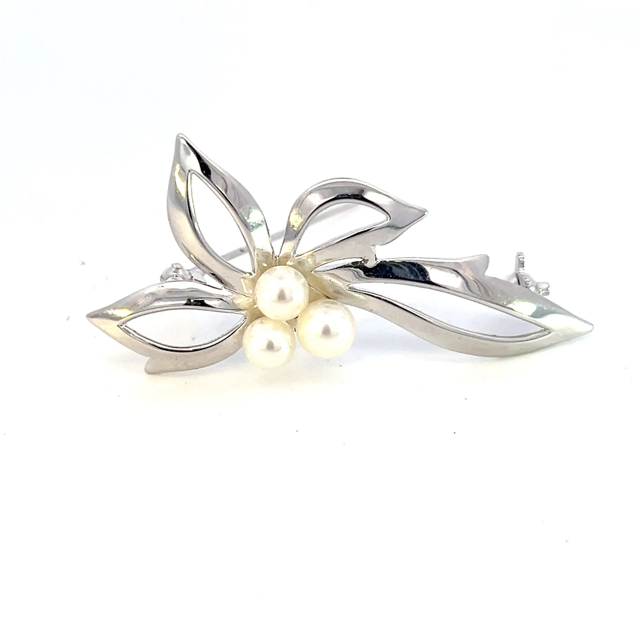 Mikimoto Estate Akoya Pearl Brooch Silver 5 mm M357