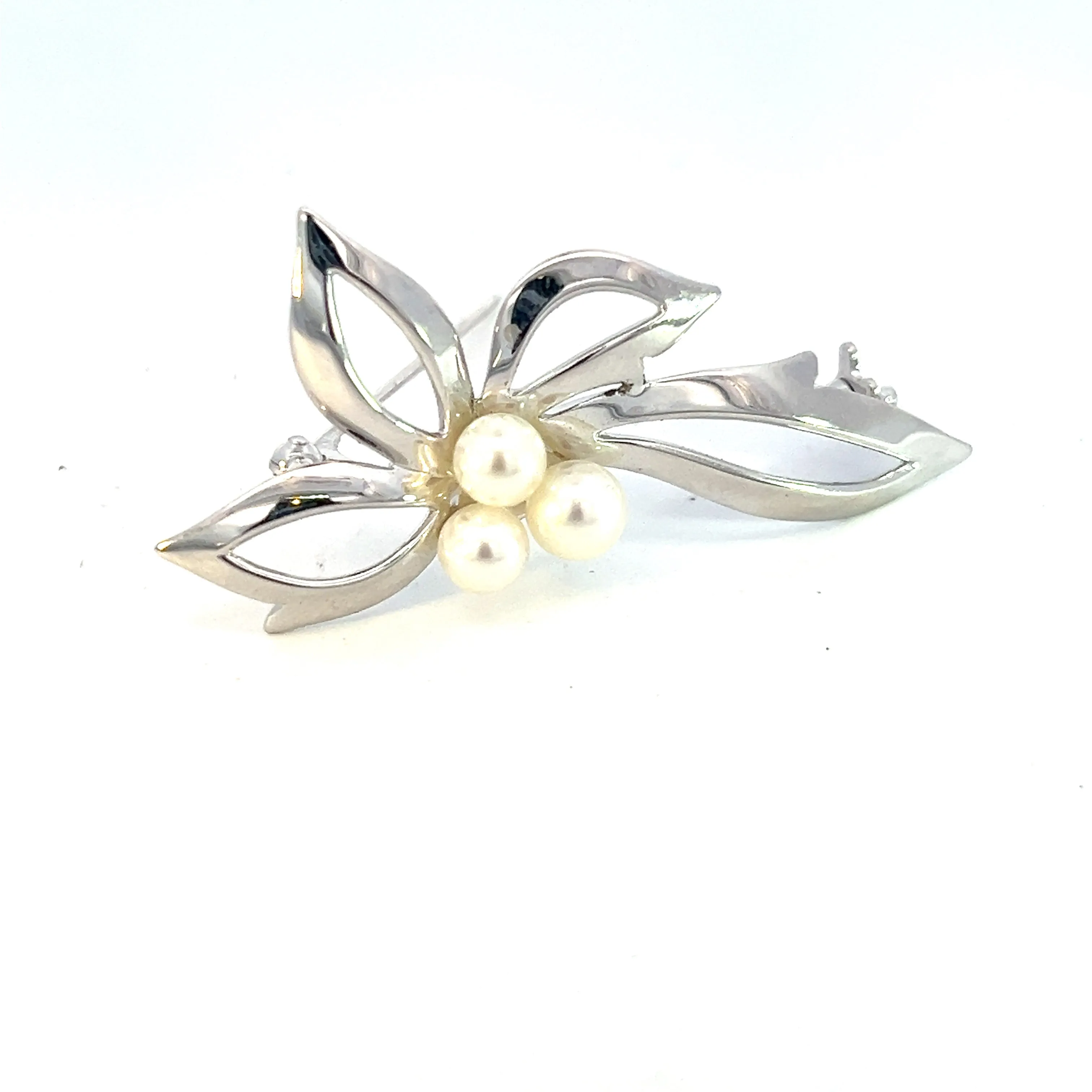 Mikimoto Estate Akoya Pearl Brooch Silver 5 mm M357