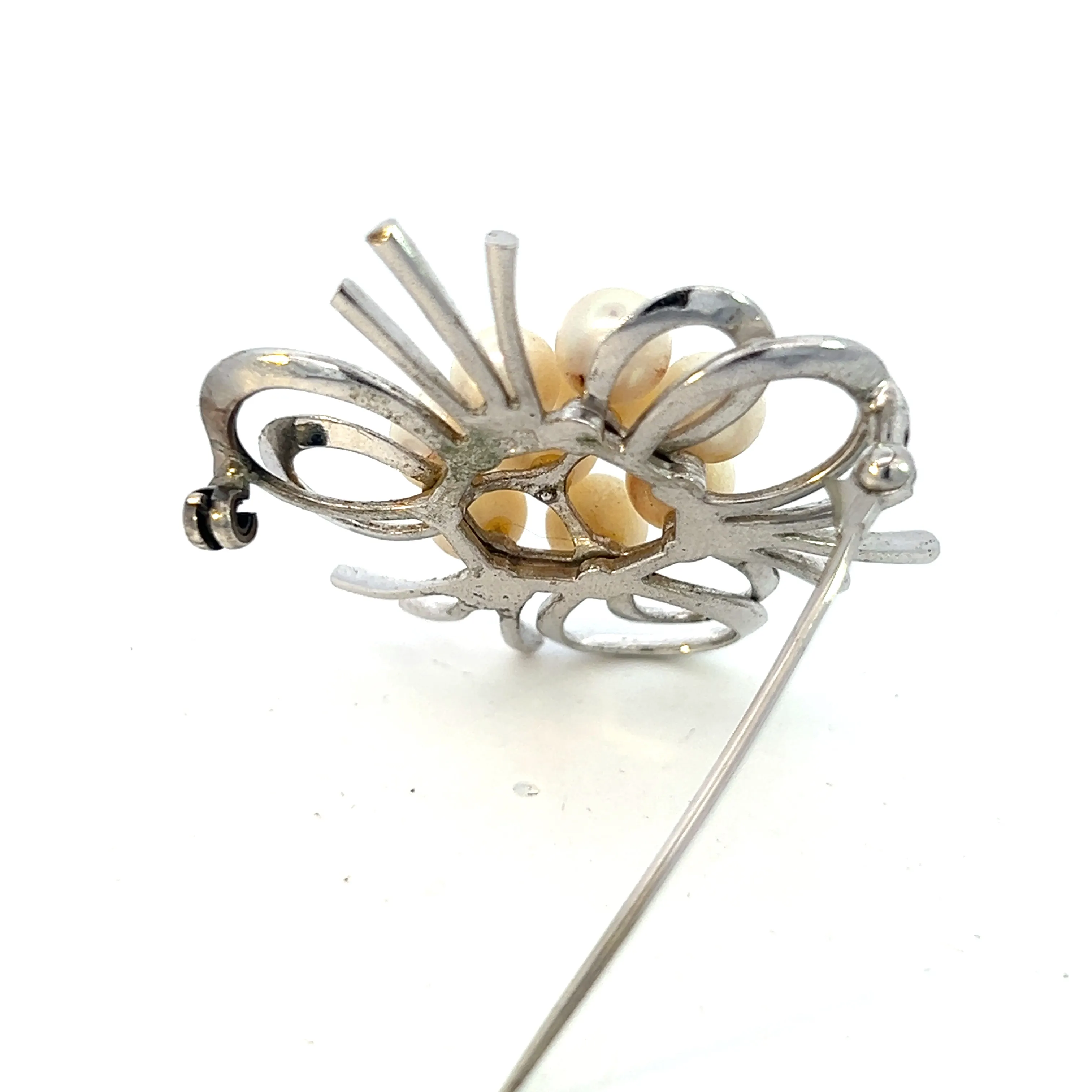 Mikimoto Estate Akoya Pearl Brooch Silver 6 mm 9.5 Grams M367