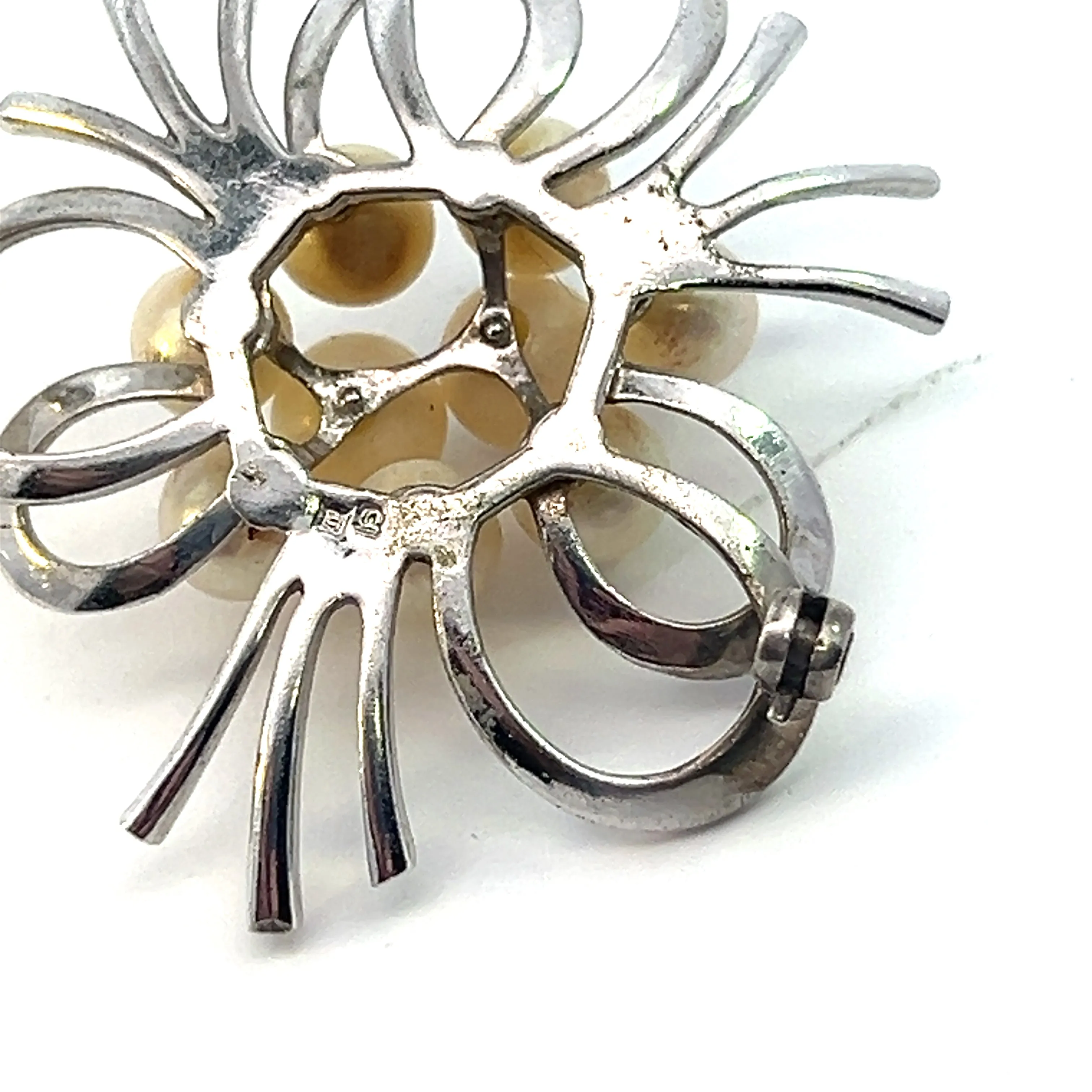 Mikimoto Estate Akoya Pearl Brooch Silver 6 mm 9.5 Grams M367