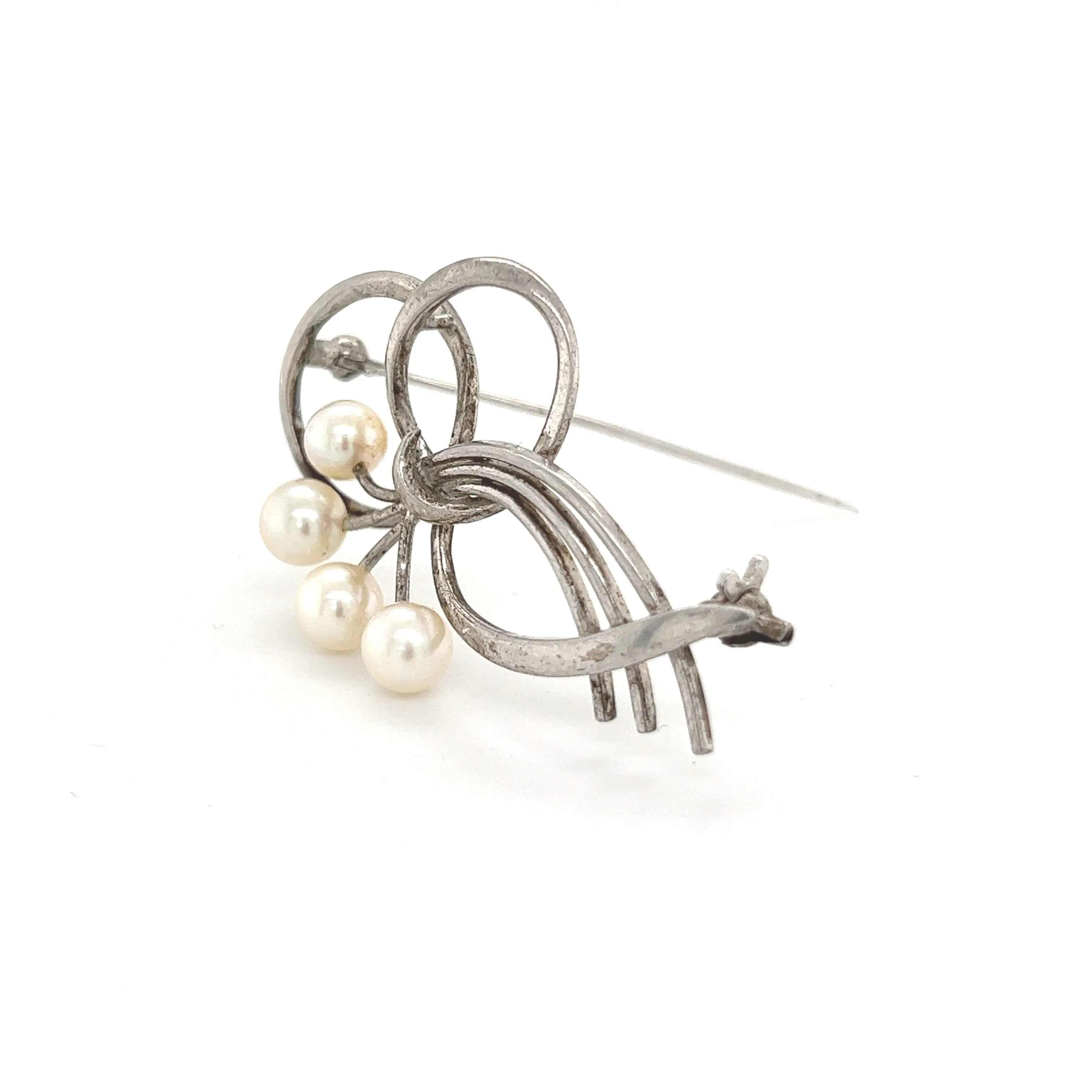 Mikimoto Estate Akoya Pearl Brooch Sterling Silver 5.5 mm M322