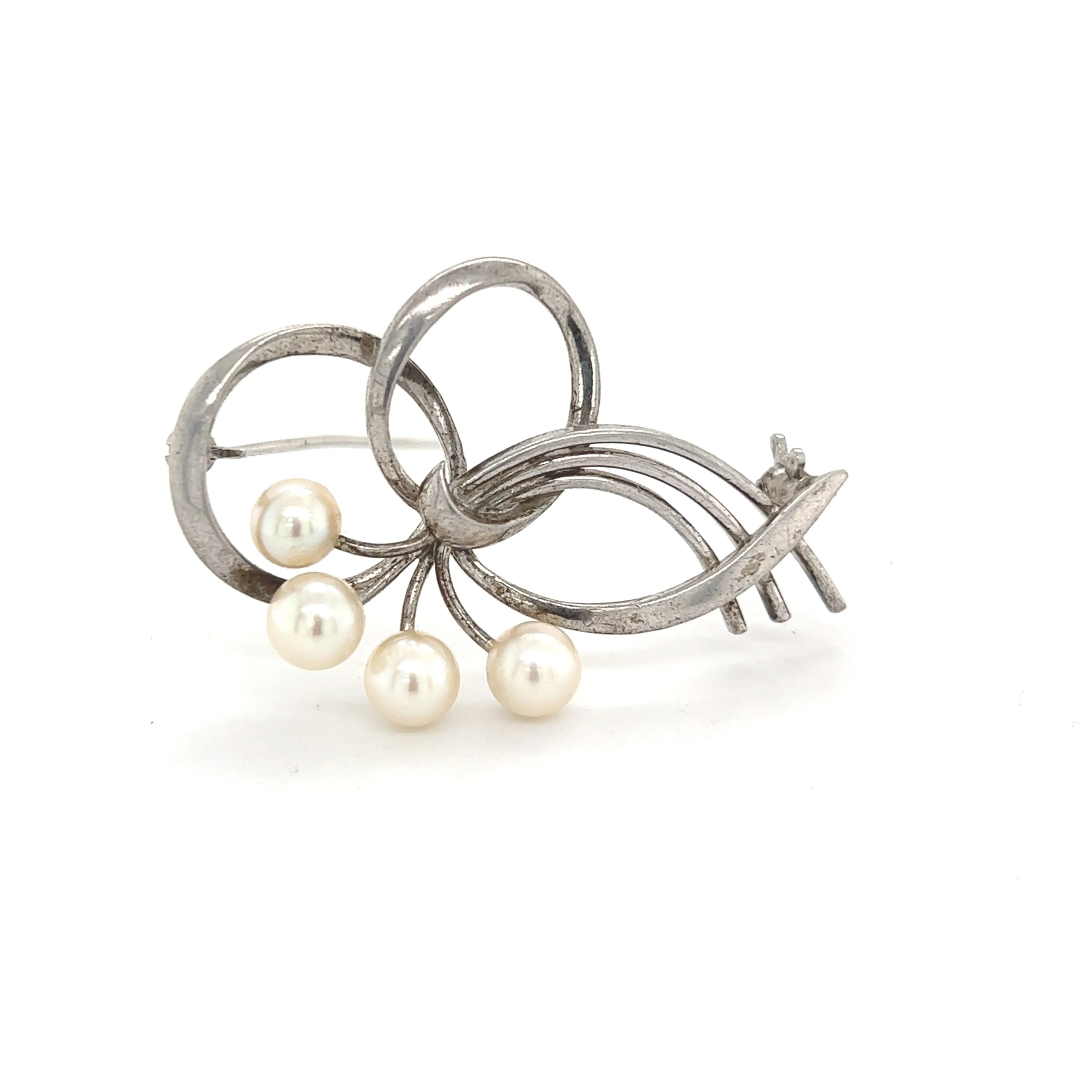 Mikimoto Estate Akoya Pearl Brooch Sterling Silver 5.5 mm M322
