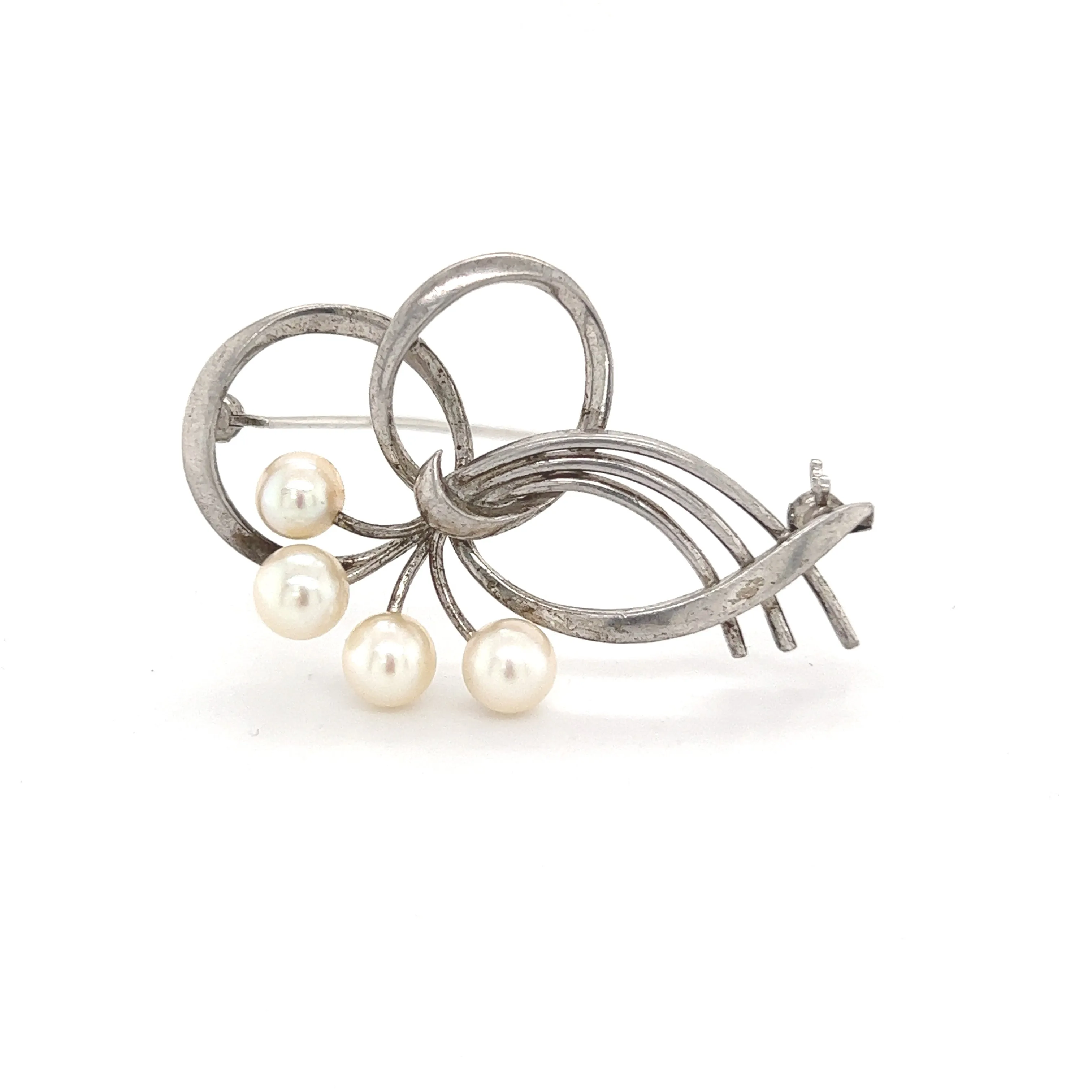 Mikimoto Estate Akoya Pearl Brooch Sterling Silver 5.5 mm M322