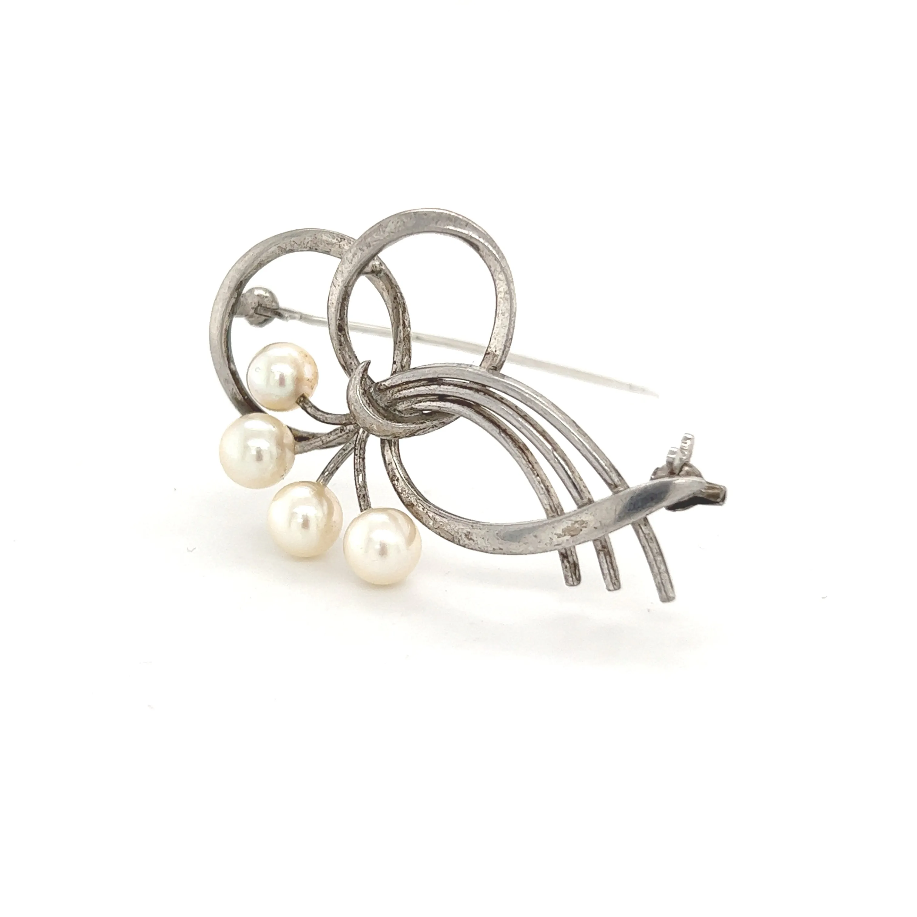 Mikimoto Estate Akoya Pearl Brooch Sterling Silver 5.5 mm M322