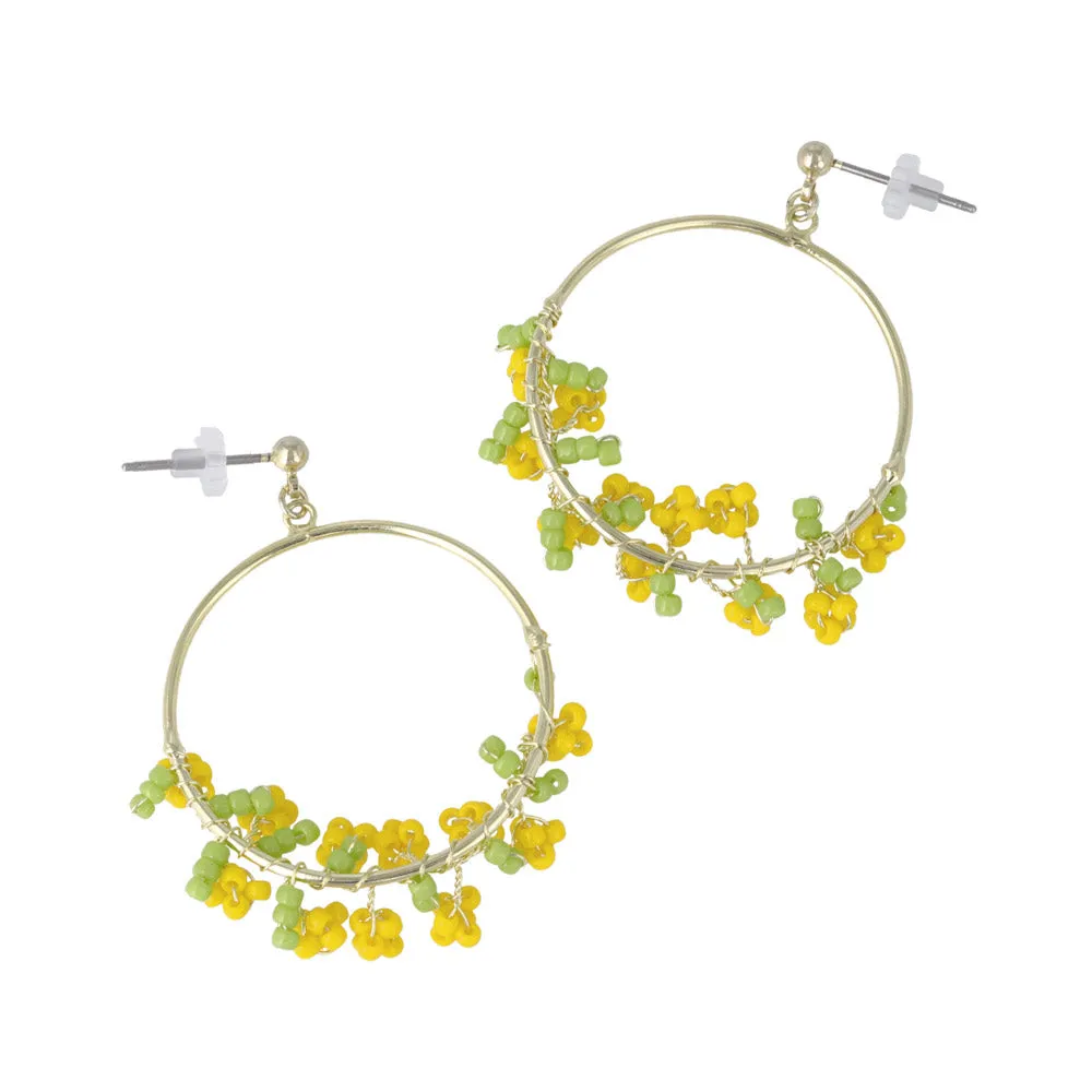 Mimosa Hoop Drop Earrings