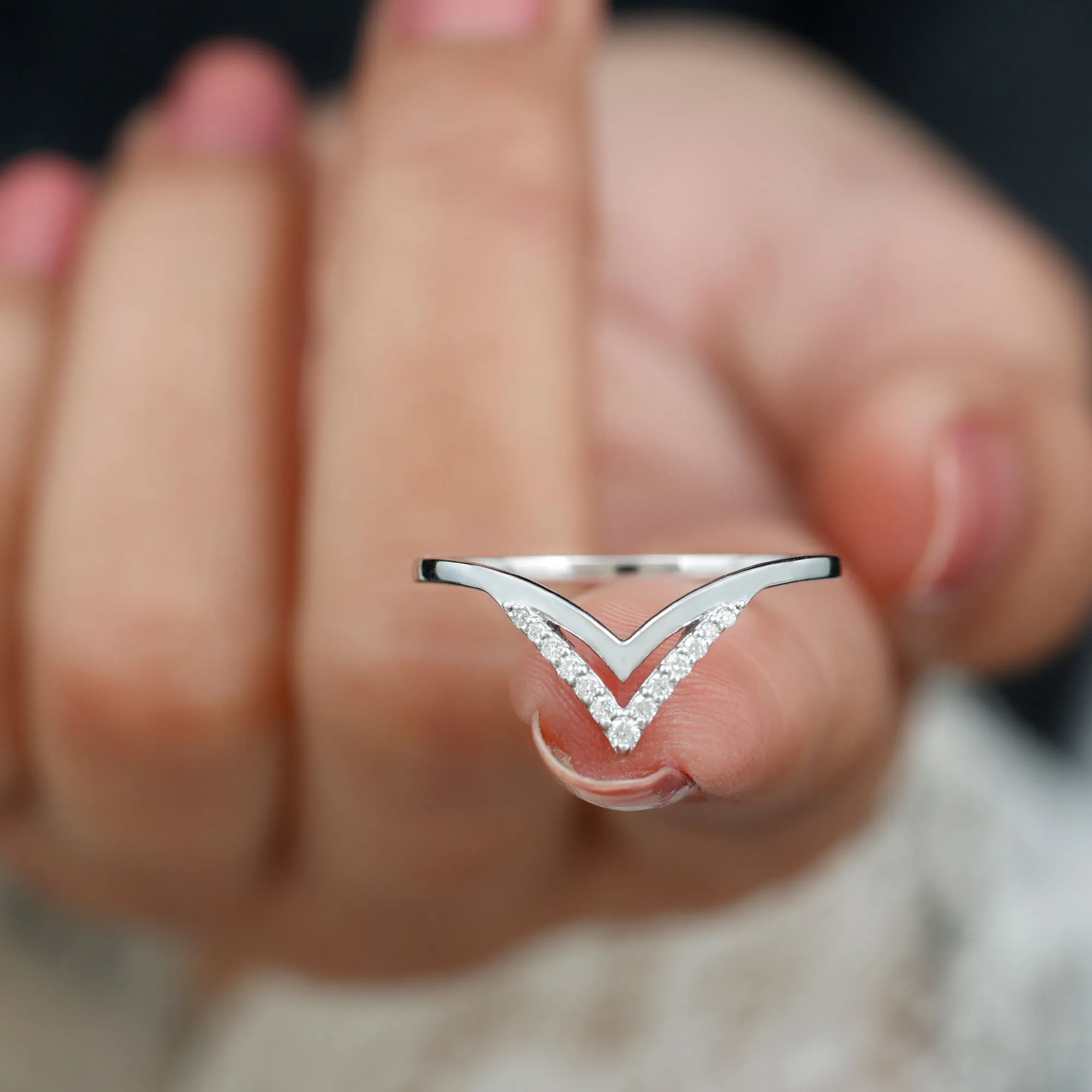 Minimal Moissanite Chevron Enhancer Ring