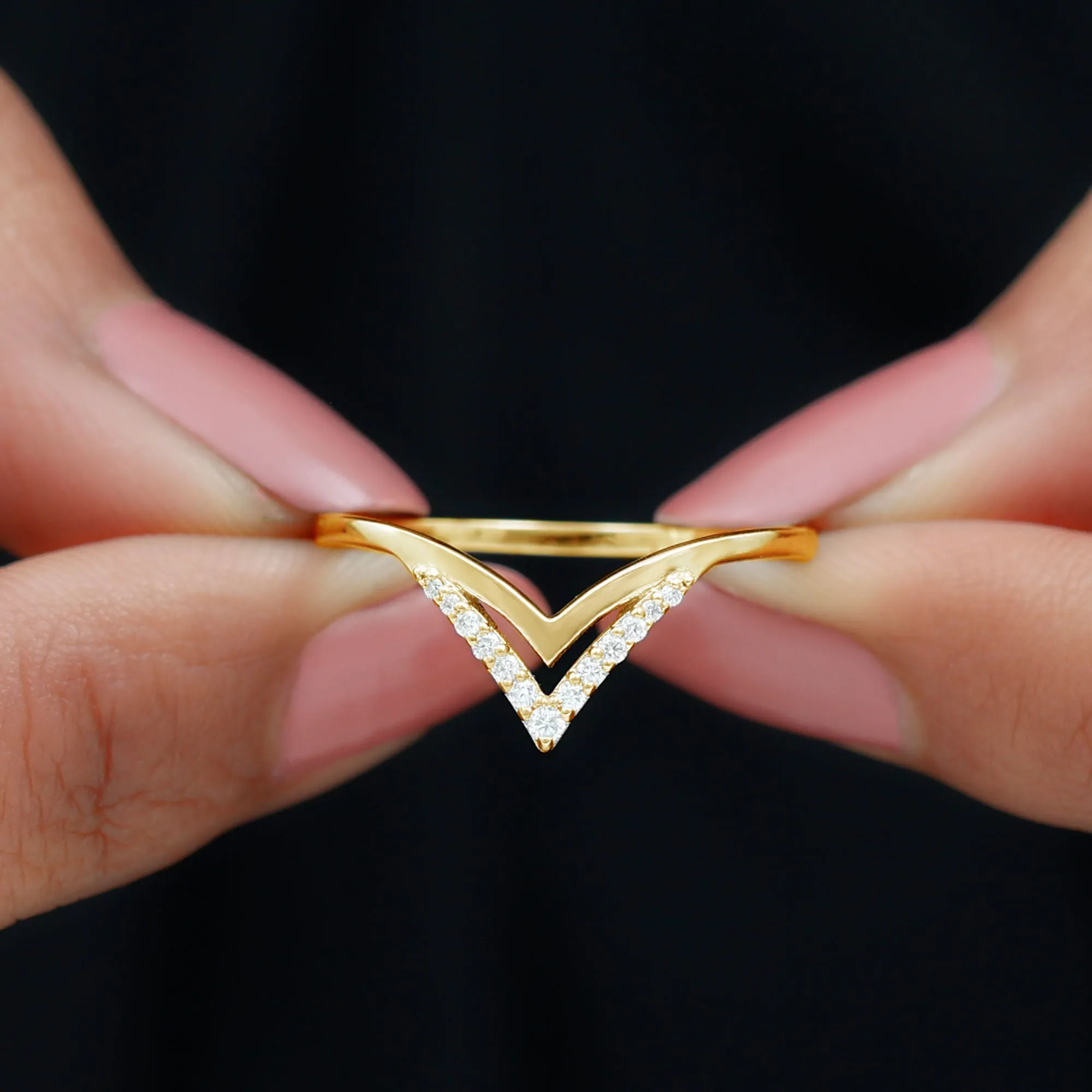 Minimal Moissanite Chevron Enhancer Ring